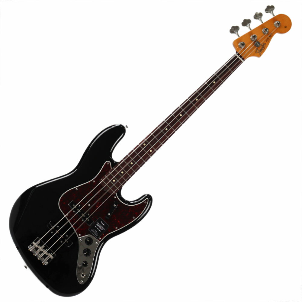 Fender フェンダー Vintera II 60s Jazz Bass RW BLK エレキベース ジャズベース アウトレット※本製品はメーカーアウトレット品です。ピックガード、ボディ背面、側面に傷があります。アウトレット品としてご理解頂ける方のみご検討ください。通常品新品との交換はいかなる場合でもお受け出来ませんのであらかじめご了承ください。※フェンダーアウトレット品・限定保証書（外装の傷などを除くプレイヤビリティーのみの保証）が付帯します。Vintera II 60s Jazz Bassは、60年代のタイムレスなサウンドを現代に蘇らせ、フェンダーならではのアイコニックなルックス、インスピレーション、比類ないトーンを提供します。Vintera II 60s Jazz Bassは、アルダーボディにローズウッド指板のメイプルネックを採用し、パンチと透明感に溢れたクラシックなフェンダートーンを実現します。60年代初期の"C"シェイプネックは、直感的で魅力的なプレイアビリティを提供する60年代モデルのネックプロファイルをベースに設計されており、7.25インチラジアス指板とヴィンテージトールフレットにより、大胆なベンディングや繊細なビブラートが可能で、ヴィンテージの快適さが得られます。ヴィンテージスタイルの60年代初期のシングルコイルピックアップは、温かでダイナミック、パワフルなフェンダーサウンドを提供します。ヴィンテージスタイルの4サドル式ブリッジとチューニングマシンは、クラシックなルックスに加え、イントネーションとチューニングの安定性を向上させます。Vintera II 60s Jazz Bassのクラシックなヴィンテージフィールと比類なきフェンダーサウンドで、あなたにしかできない、新たな音楽の歴史を刻み始めましょう。【FEATURES】■ アルダーボディ■ 7.25インチラジアスのローズウッド指板、ヴィンテージトールフレット■ 60年代初期の"C"ネックシェイプ■ ヴィンテージスタイルMid-'60sピックアップ■ ヴィンテージスタイルチューニングマシン■ ヴィンテージスタイル4スレデッドスチールサドル式ブリッジ【スペック】・プロダクトネーム：Vintera II '60s Jazz Bass, Rosewood Fingerboard, Black・モデル番号：0149230306・シリーズ：Vintera II・オリエンテーション：Right-Hand・カラー：Black・原産国：MX・ヘッドストック：Jazz Bass・ネック：4-Bolt Standard・ネックフィニッシュ：Gloss Urethane・ネックシェイプ：Early '60s "C"・ネック：4-Bolt Standard・フィンガーボードラジアス：7.25" (184.1 mm)・フィンガーボードの素材：Slab Rosewood・ポジションインレイ：White Dot・サイドドット：・フレット数：20・トラスロッド：Vintage-Style Butt Adjust・トラスロッドナット：Vintage-Style Butt Adjust・ナット：Synthetic Bone・ナット幅：1.5" (38.1 mm)・ナットの素材：Synthetic Bone・ボディ：Alder・ボディフィニッシュ：Gloss Polyester・ボディシェイプ：Jazz Bass・ボディ素材：Alder・ブリッジ：4-Saddle Vintage-Style with Threaded Steel Saddles・Bridge Mounting：5-Screw Vintage-Style・ピックガード：4-Ply Tortoiseshell（べっ甲柄）・ピックアップカバー：Black・コントロールノブ：Black Plastic・ハードウェアフィニッシュ：Nickel/Chrome・チューニングマシーン：Vintage-Style Open-Back・String Trees：Vintage-Style Disc・ストリング：Fender USA 7250M Nickel Plated Steel (.045-.105 Gauges), PN 0737250406・ネックプレート：4-Bolt Vintage-Style・ストラップボタン：Vintage-Style・ブリッジピックアップ：Vintage-Style '60s Single-Coil Jazz Bass・ミドルピックアップ：Vintage-Style '60s Single-Coil Jazz Bass・ピックアップコンフィギュレーション：SS・コントロール：Volume 1. (Middle Pickup), Volume 2. (Bridge Pickup), Tone・スウィッチ：None・フレットサイズ：Vintage Tall・スケール：34" (86.36 cm)・ギグバック付き