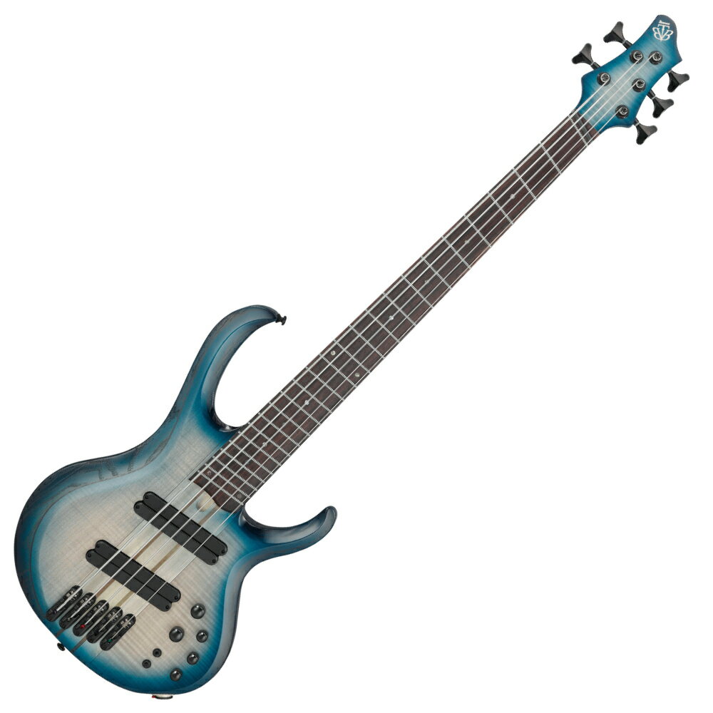 IBANEZ アイバニーズ BTB705LM NNF 5弦 エレキベースLM(Light Multi Scale)に込めた、新しいBTBモデルのコンセプトそのスケールは、1弦側が一般的なベースと同じ34インチで、5弦側は心地良くLow-Bを鳴らす為の35インチ。この絶妙な”1インチの違い”が、マルチスケール・ベースに抱かれがちな”弾き難さ”とは縁遠く、それでいてロングスケールでは獲得しえないハリのある低音をもたらします。また材料選びと作り込みには、BTBの由来であるBoutique Bass(ブティーク・ベース)に違わぬこだわりを持ちつつ、シーンやジャンルを限定しないデザインと、振り幅の広いサウンドで、”誰にでも受け入れられ易いBTB”を目指しています。マルチスケール・ベースの裾野を広げ、従来のBTBモデルとも一線を画す、5弦ベースそのものの選択肢を増やす1本です。5pc メイプル/ウォルナットネック、グラファイト補強ロッド付き5ピースのメイプル/ウォルナットネックは明瞭な音と優れたアタックを提供します。グラファイト補強ロッドは巨大なサステインと優れた安定性を提供します。ネックスルー構造スルーネック構造は、豊かなサスティーンと高い指板ポジションへのスムーズなアクセスに貢献します。ローズウッド指板ローズウッド指板はバランスの取れたソリッドなトーンと集中した中音域を提供します。ミディアムステンレススチールフレットステンレススチールのフレットは耐久性があり、長持ちします。フレイムメイプルトップ/アッシュ/オコウメウイングボディ美しい木目を見せるフレイムド・メイプル・トップと、心地よい明るさと豊かなサスティーンを生み出すアッシュ/オコウメ・ウイング・ボディ。T1ピックアップT1 ピックアップは、2 つの個別にマウントされたコイルを備えたハムバッカーで、タイトな低音レスポンス、パンチのある中音域、クリアな高音域を提供します。様々なジャンルに対応した柔軟なヴォイシングを実現し、各コイルの高さを個別に設定することで微妙な音色の調整が可能です。優れたサウンドに加えて、ピックアップをサムレストとして使用する際の人間工学に基づいた快適性を高めるために、物理的なデザインは丸みを帯びたエッジを備えています。さらに、個別に取り付けられたコイルにより、コイルを互いにわずかにオフセットして配置することができます。これにより、プレイヤーが親指を置くピックアップの表面が弦と直接平行になりますが、これはほとんどのマルチスケールベースでは一般的ではありません。このデザインにより、楽器の快適性と演奏性が大幅に向上しました。Ibanez Custom Electronics 3バンドEQ、EQバイパススイッチおよびミッド周波数スイッチ付きIbanez Custom Electronics 3 バンド EQ は、シンプルでわかりやすく、合理的な EQ コントロールのコンセプトを最新に改良したものです。ミッドコントロールのブーストとカットはそれぞれわずかに異なる周波数を中心としており、最も好ましいベーストーンのプリセット範囲を提供する革新的なものです。パッシブのみの動作を選択するスイッチを含む、高精度の音質コントロール。 EQ バイパスがアクティブになると、トレブル トーン コントロール ノブがパッシブ回路のグローバル トーン コントロールになります。MR5SブリッジMR5S ブリッジには、+/- 1.5mm で弦間隔を可変できる調整可能なサドルがあり、あらゆるベーシストの特定の弦間隔のニーズに応えます。35〜34インチマルチスケール35〜34インチのマルチスケール構造により、低音弦に適切な張力を保ちながら、高音弦をより簡単に演奏できます。仕様ネックタイプ：BTB5 マルチスケール用5pc メイプル/ウォルナット w/グラファイト補強ロッドネックスルートップ/バック/ボディ：フレイムメイプルトップアッシュ/オコウメウイングボディ指板：ローズウッド指板アバロンドットインレイフレット：ミディアムステンレススチールフレットフレット数：24 (+ゼロフレット)橋：MR5Sブリッジ文字列スペース：19mmネックピックアップ：T1ネックピックアップパッシブブリッジピックアップ：T1ブリッジピックアップパッシブイコライザ：Ibanez Custom Electronics 3 バンド EQ、EQ バイパス スイッチ付き (トレブル ポットのパッシブ トーン コントロール)、3 ウェイ中周波スイッチ工場出荷時のチューニング：1G、2D、3A、4E、5B文字列：ダダリオ NYXL45130SL弦ゲージ：.045/.065/.080/.100/.130ハードウェアの色：黒カラー：NNF : ナチュラル ブラウンド バースト フラット