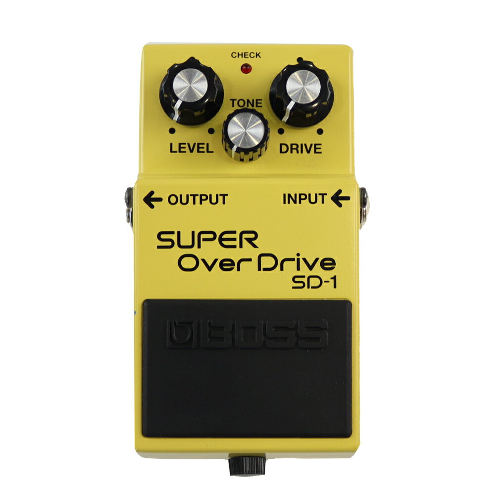 【中古】スーパーオーバードライブ エフェクター BOSS SD-1 SUPER OverDrive ギターエフェクター本体のみ目立った傷もなく中古としては綺麗なコンディションです。電池ボックスネジ受けのゴムパーツに割れ、劣化あり。電池駆動、アダプター駆動確認済み。現在の所、ガリもなく動作に問題ございません。MADE IN MALAYSIA（マレーシア製）オーバードライブを定義した非対称クリッピング回路を採用。真空管アンプの歪み特性を生み出し、豊かな中域とタイトな低域、マイルドで程良い歪みを得られるオーバードライブです。クリーン〜クランチアンプとの相性も良く、ブースター、オーバードライブ、ディストーションなど他歪みペダルとの組み合わせにも最適です。自然なレスポンスと絶妙なミッドブーストはギターサウンドの魅力を最大限に引き出してくれます。