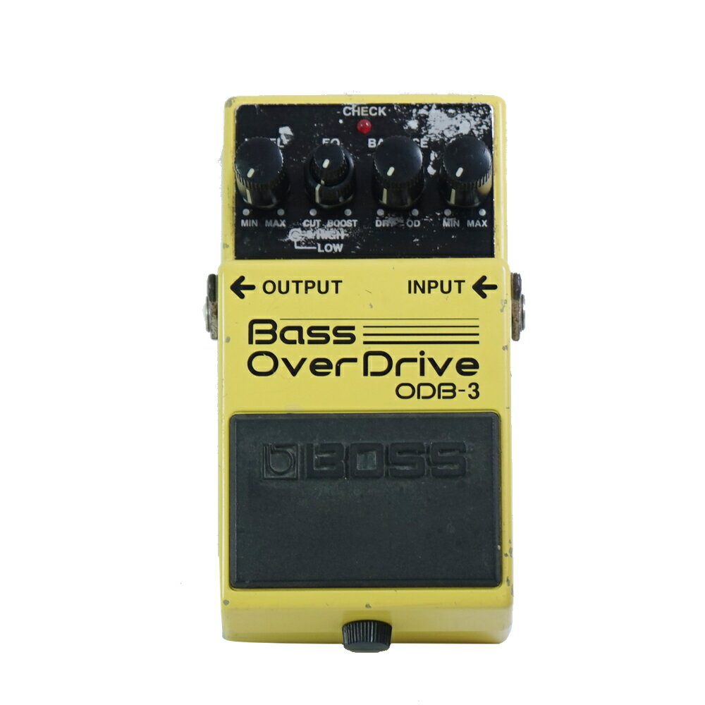 【中古】ベースオーバードライブ エフェクター BOSS ODB-3 Bass OverDrive ベースエフェクター本体のみ全体的に打痕や塗装剥がれがあります。特にコントロール部の塗装剥がれが激しい状態ですが印字部は読む事が可能です。中古らしい使用感のあるコンディションです。インプット/アウトプットジャックに錆あり。電池ボックスネジ受けのゴムパーツ欠品。アダプター駆動確認済み。現在の所、ガリもなく動作に問題ございません。MADE IN TAIWAN（台湾製）ベース・サウンドの芯の太さはそのままに、しっかりと歪むように完全チューン。ベースのDRYサウンドとODサウンドをミックスしながら、音抜けの良いオーバードライブ・サウンドが得られます。