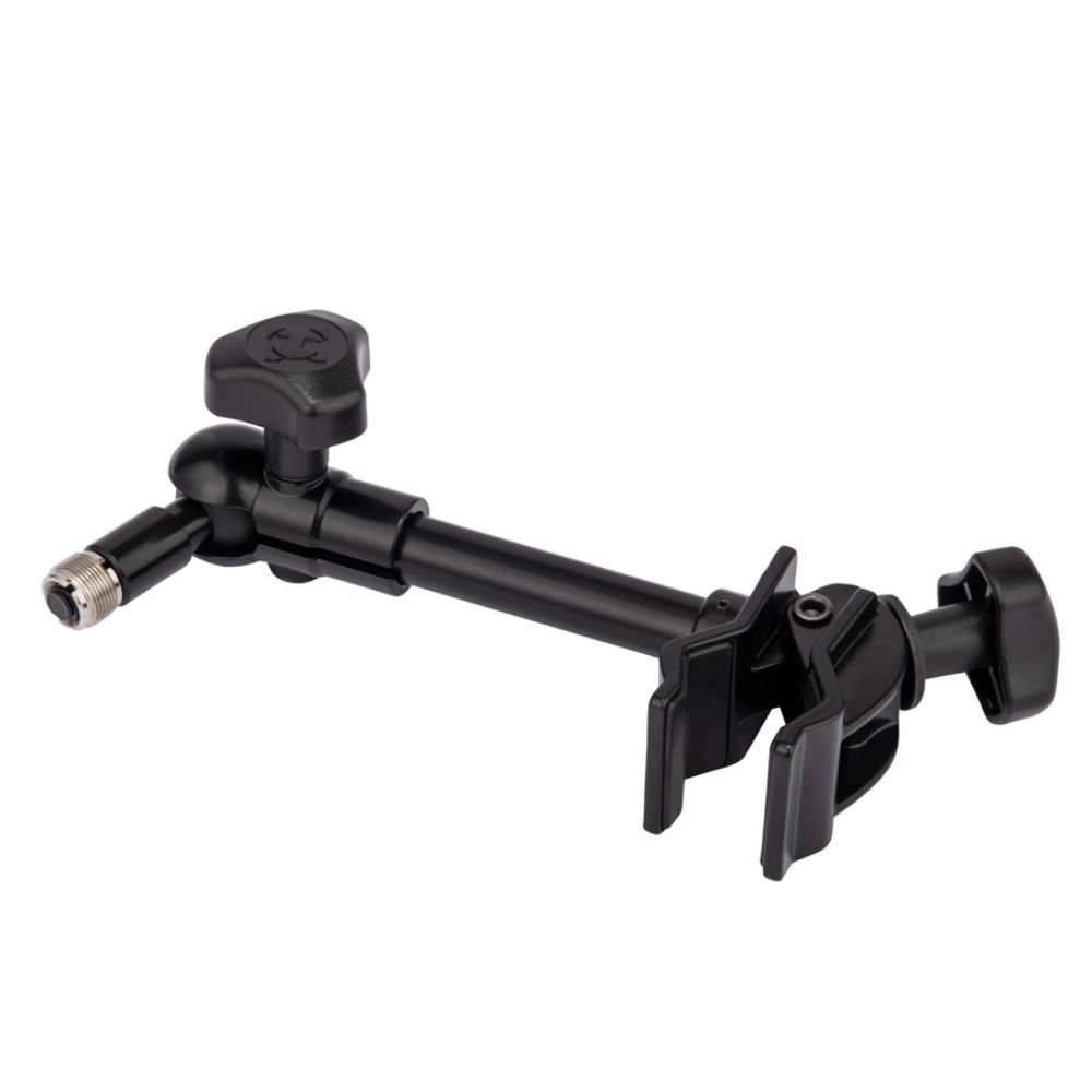 HERCULES ハーキュレス DG137B Multi Mount マルチマウントDG137B マルチ・マウントは、マイクスタンドやシンバルスタンド、譜面スタンドなどに取り付けられるマイク用クランプです。しっかりと固定可能なボールジョイント構造により、360°あらゆる角度でマイクを安全にセッティング可能。レコーディングやライブの現場で、マイクスタンドの本数を増やすことなく、自由にマイクを追加することができます。マイクホルダーマウント径：3/8インチ／5/8インチアダプター付属適応スタンド径：15mm - 35mm本体サイズ：85 mm x 70 mm x 205 mm本体重量：380g耐荷重：2.0kg※マイクホルダーは付属しません