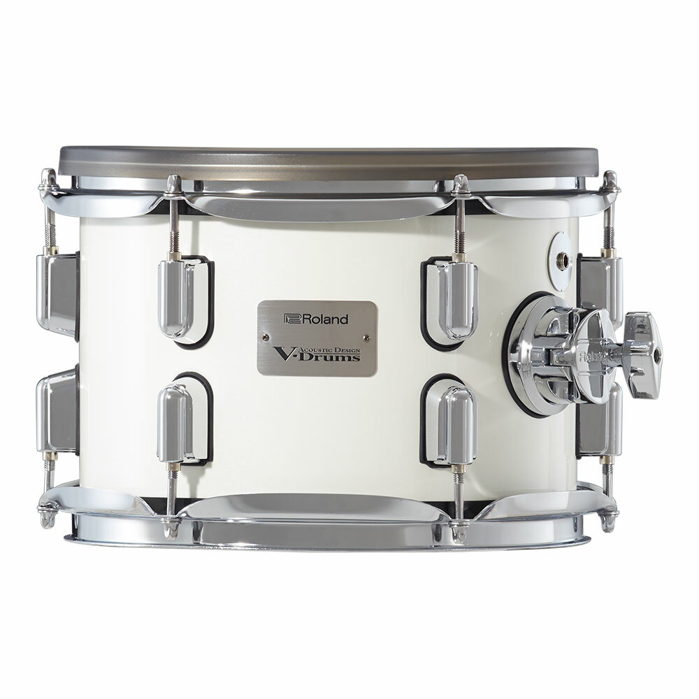 ROLAND PDA100-PW V-Drums Acoustic Design用タムパッド パールホワイト 10インチ 木製シェルフル・サイズV-Drums Acoustic Design木製シェルとデュアル・トリガーを備えたタム・パッド。V-Drums Acoustic Designは、ローランドの電子ドラム技術とアコースティック・ドラムの美学を融合し、V-Drumsの表現力の幅をさらに広げます。 どの構成も、ローランドが独自に設計したフル・サイズの木製シェルと、堅牢なクロム・ハードウェアで、高品位のアコースティック・ドラムの外観を実現しています。PDA100は深胴 木製シェルを採用したタム・パッドです。デュアル・トリガー構造によって、ヘッドとリム・トリガーがそれぞれ独立し、高度なセンサー・システムのおかげで、ヘッド全体にわたって正確で均一な反応を得ることができます。仕上げは、5色を用意しています。従来のモデルのラインナップと同様のグロス・チェリー、グロス・エボニー、グロス・ナチュラルに、パール・ホワイトとサテン・ウォールナットが加わりました。【特徴】・10インチ、木製シェル構造のデュアル・トリガーのパッド・張り具合を自由に調整できる、ローランド独自の二層メッシュ・ヘッド構造・標準サイズのアコースティック・タム・ホルダーに取付け可能なタム・ブラケット付属・独立したヘッド・トリガーとリム・トリガー・正確な演奏表現と反応のための、高度なセンサー設計・オリジナル・クロム・ハードウェア・塗装仕上げ：パール・ホワイト（PDA100-PW）【仕様】・シェル：10（直径）×7（奥行）インチ ウッド・シェル・フィニッシュ：パール・ホワイト（High Gloss Finish）・ヘッド：　トップ：2プライ・メッシュ・ヘッド　ボトム：2プライ・メッシュ・ヘッド・トリガー：2（ヘッド、リム）・接続端子：アウトプット端子・取り付け可能ロッド径：9〜13mm・取り付け可能パイプ径：非対応【付属品】・取扱説明書・「安全上のご注意」チラシ・接続ケーブル・ドラム・キー・保証書【外形寸法 / 質量】・幅 （W）：295 mm・奥行き （D）：330 mm・高さ （H）：210 mm・質量：2.9 kg
