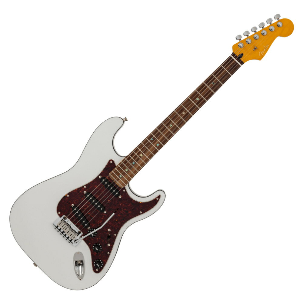 Fender フェンダー Made in Japan Limited Active Modern Stratocaster RW Feather Gray エレキギター ストラトキャスターMade in Japan Limited Active Modernシリーズは、ハイエンドギターを好み、演奏性とサウンドクオリティの両立を求めるプレイヤーのためにデザインされた、モダンスタイルの新たな選択肢です。新設計のヒールカット、スムーズなプレイフィールを追求したネック塗装、そしてコンパウンドラジアス指板の採用により快適な演奏感を実現。どのポジションでも自然なフィーリングでプレイできます。内部にはノイズレスPCBを搭載し、シングルコイル本来のトーンを保ちながらハムノイズを低減。ノイズを最小限に抑えたクリアで立体的なサウンドを提供します。さらに、シングルコイルピックアップに対して巻き数を増やした状態をシミュレートするブースト機能“ターボトーン”を搭載。繊細なクリーンからパワフルなドライブまで、幅広いサウンドバリエーションをカバーします。Made in Japan Limited Active Modern Stratocasterは、定評あるアルダーボディに、ヴィンテージサウンドを狙ったPremium Vintage-Style Late 60s Single-Coilピックアップを搭載。重厚なモダンスタイルサドルを備えた2点支持トレモロシステム、ロッキングチューナーを採用。ダブルアクション・トラスロッドを搭載したサテンフィニッシュのModern “C”シェイプ・メイプルネック、9.5インチラジアスの指板とミディアムジャンボフレットがスムーズで快適なプレイアビリティを提供します。モダンな感性と日本の精緻なクラフトマンシップが融合した、次世代のMade in Japanシリーズです。【スペック】・プロダクトネーム：Made in Japan Limited Active Modern Stratocaster, Rosewood Fingerboard, Feather Gray・モデル番号：5701100305・シリーズ：Made in Japan Limited Edition・オリエンテーション：Right-Hand・カラー：Feather Gray・ネック：Maple・ネックフィニッシュ：Satin Urethane Finish on Back, Gloss Urethane Finish on Front・ネックシェイプ：Modern "C"・フィンガーボードラジアス：9.5" to 14" Compound Radius (241 mm-355.6 mm)・フィンガーボードの素材：Rosewood・ポジションインレイ：Abalone Dot・Number of Frets：22・ナット：Bone・ナット幅：1.650" (42 mm)・ナットの素材：Bone・フレットサイズ：Medium Jumbo・スケール：25.5" (648 mm)・ボディ：Alder・ボディフィニッシュ：Gloss Polyester・ボディシェイプ：Stratocaster・ボディ素材：Alder・ブリッジ：2-Point Deluxe Synchronized Tremolo with Pop-In Arm・ピックガード：4-Ply Tortoiseshell（べっ甲柄）・コントロールノブ：Black・Switch Tip：Black・ハードウェアフィニッシュ：Nickel/Chrome・チューニングマシーン：Deluxe Cast/Sealed Locking・ストリング：Nickel Plated Steel (.009-.042 Gauges)・ネックプレート：5-Bolt・ブリッジピックアップ：Premium Vintage-Style Late 60s Single-Coil Stratocaster・ミドルピックアップ：Premium Vintage-Style Late 60s Single-Coil Stratocaster・ネックピックアップ：Premium Vintage-Style Late 60s Single-Coil Stratocaster・ピックアップコンフィギュレーション：SSS・コントロール：Master Volume(Push / Push), Master Tone, Gain for Turbo Tone・スウィッチ：5-Position Blade: Position 1. Bridge Pickup, Position 2. Bridge and Middle Pickup, Position 3. Middle Pickup, Position 4. Middle and Neck Pickup, Position 5. Neck Pickup・ケース：Deluxe Gig Bag