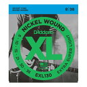 D'Addario EXL130 エレキギター弦XL Nickel Round Wound独特なブライトサウンド、素晴らしいイントネーション。世界中のミュージシャンからの圧倒的な支持を誇る、言わずと知れたエレキ弦のスタンダード。EXL130Extra-Super Light1st：PL0082nd：PL0103rd：PL015 4th：NW021 5th：NW030 6th：NW038※1セットでの販売です。　