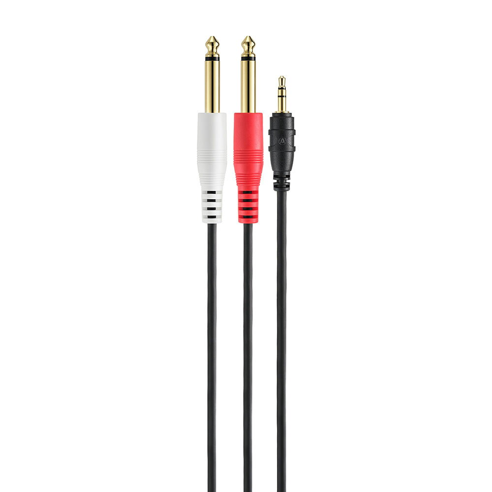 AUDIO-TECHNICA オーディオテクニカ AT-MI62/1.5 ステレオミニ-モノラルフォン×2 1.5m オーディオケーブル音質と使いやすさを両立したケーブル：φ3.5mmステレオミニプラグーφ6.3mmモノラル標準プラグ×2楽器やオーディオ機器をつなぐときに欠かせないケーブル。創業60年以上、音にこだわり続けてきたオーディオテクニカは、これまで数多くの高品質なケーブルを提供してきました。令和となった現在でも、配信文化の浸透やホームスタジオの普及、ポータブル機器の多様化などによりケーブルの利用シーンはますます広がっています。こうした背景を踏まえ、長年の音響技術やノウハウを継承し、今の時代に見合ったケーブルラインナップをご用意しました。確かな品質とお客様が求める環境にマッチするケーブルを厳選し、日本のオーディオメーカーが誇る音質をお求めやすい価格で提供します。さらに、本ラインナップは楽器への接続とオーディオ機器への接続、両方に対応できる汎用性の高さも特長となります。ギターやベース、キーボードなど楽器への接続から、アンプやミキサー、インターフェースなどオーディオ機器への接続まで対応できるため、つないだ機器同士、あるいは音響システム全体の音質向上を図ることができます。・音質重視のOFC(高純度無酸素銅)を採用・接触抵抗が少なく、経年劣化に強い金メッキプラグ・柔らかく取り回しやすいPVCシース・耐熱90度で機材周りでも安心して使用可能【仕様】・導体：無酸素銅(OFC)・ケーブル外径：φ4mm(φ3.5mmステレオミニプラグ側)／φ3.8mm(φ6.3mmモノラル標準プラグ×2側)・コネクター：φ3.5mmステレオミニプラグ－φ6.3mmモノラル標準プラグ×2・ケーブル長：1.5m (分岐部までの長さ:20cm)
