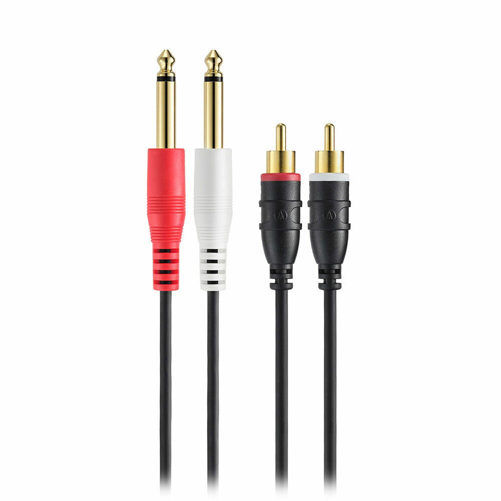 AUDIO-TECHNICA オーディオテクニカ AT-MI81/1.5 ピンプラグ×2-モノラルフォン×2 1.5m オーディオケーブル音質と使いやすさを両立したケーブル：ピンプラグ×2ーφ6.3mmモノラル標準プラグ×2楽器やオーディオ機器をつなぐときに欠かせないケーブル。創業60年以上、音にこだわり続けてきたオーディオテクニカは、これまで数多くの高品質なケーブルを提供してきました。令和となった現在でも、配信文化の浸透やホームスタジオの普及、ポータブル機器の多様化などによりケーブルの利用シーンはますます広がっています。こうした背景を踏まえ、長年の音響技術やノウハウを継承し、今の時代に見合ったケーブルラインナップをご用意しました。確かな品質とお客様が求める環境にマッチするケーブルを厳選し、日本のオーディオメーカーが誇る音質をお求めやすい価格で提供します。さらに、本ラインナップは楽器への接続とオーディオ機器への接続、両方に対応できる汎用性の高さも特長となります。ギターやベース、キーボードなど楽器への接続から、アンプやミキサー、インターフェースなどオーディオ機器への接続まで対応できるため、つないだ機器同士、あるいは音響システム全体の音質向上を図ることができます。・音質重視のOFC(高純度無酸素銅)を採用・接触抵抗が少なく、経年劣化に強い金メッキプラグ・柔らかく取り回しやすいPVCシース・耐熱90度で機材周りでも安心して使用可能【仕様】・導体：無酸素銅(OFC)・ケーブル外径：φ3.8mm・コネクター：ピンプラグ×2－φ6.3mmモノラル標準プラグ×2・ケーブル長：1.5m