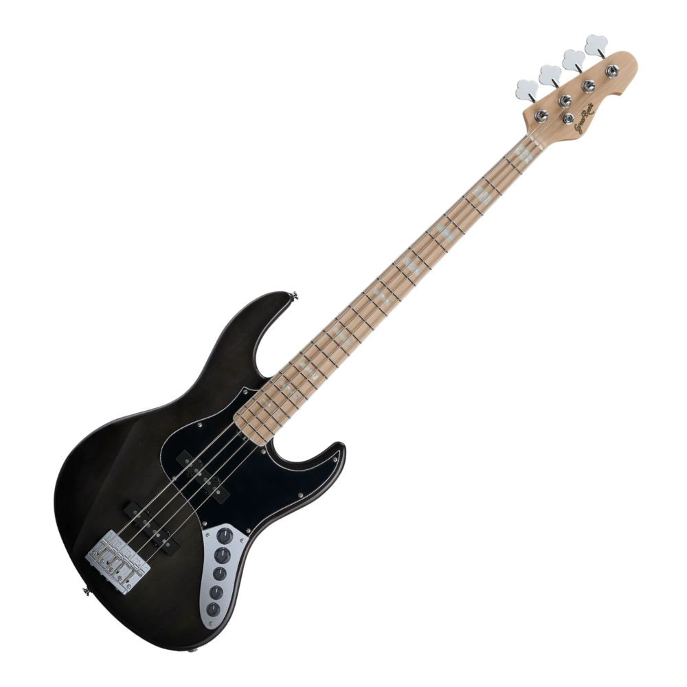 GrassRoots G-AMAZE See Thru Black エレキベース。【SPEC】BODY：TamoNECK：Hard MapleFINGERBOARD：Hard Maple w/White Binding, 21fretsSCALE：864mmCONSTRUCTION：Bolt-on(STAR-CUT)BRIDGE：BB-101 w/String-thru-bodyPICKUPS：(Neck) GJ-1B, (Bridge) GJ-1BCONTROLS：Master Volume, PU Balancer, 3 Band EQ(G&B G-102-2)COLOR：See Thru Black