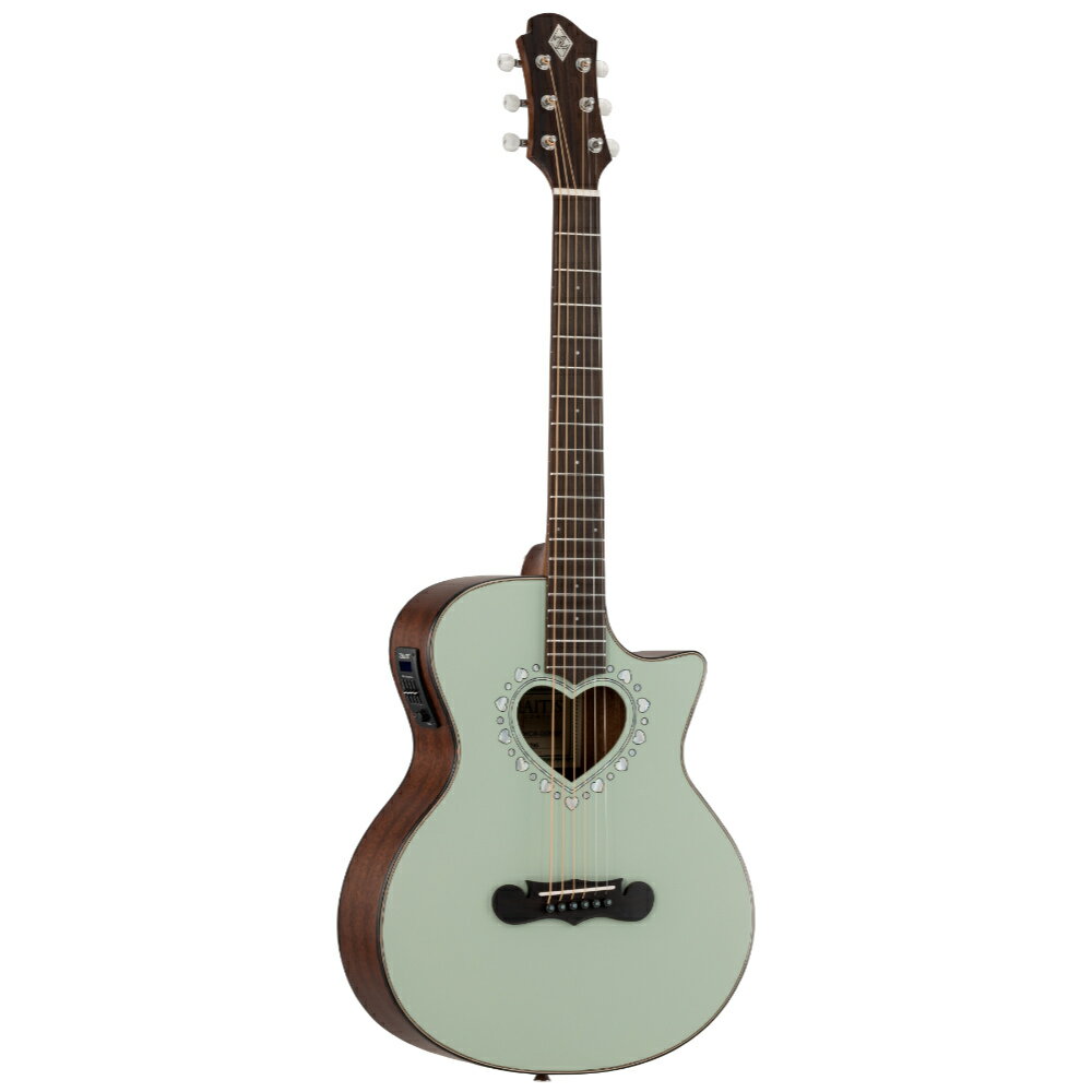 ZEMAITIS ゼマイティス CAM-90HCW GGR MP Gloss Green Mather of Pearl ミニカッタウェイボディ エレクトリックアコースティックギターミニカッタウェイボディーにプリアンプを搭載したエレアコモデル「CAM-90HCW」が登場!!スモール・ボディー・シェイプの"Mini"ボディー CAMシリーズにプリアンプ搭載のカッタウェイ・ボディー4カラーが加わりました。CAM-90HCWは、ハートサウンドホールで演奏性に優れた600mmスケールを採用した誰にでも手軽に楽しめる小ぶりなミニ・ボディー・サイズのモデルです。ボディー・トップは板材の時に真空状態で熱を加えることで余分な水分やミネラルを取り除いたソリッド・スプルースを使用し、サイドとバックにはサペリを用いて狂いの出にくい安定したボディー剛性を実現しました。ボディー・サイドには、4バンドEQとクロマティック・チューナー機能を持ったプリアンプを搭載、お好みのトーンでアンプなどの外部機器に出力できます。ギグバッグが付属します。■ アンダーサドル・ピエゾ・ピックアップからのサウンドをコントロールするプリアンプ・システム■ コントロールはVolume、Treble、Middle、Bass、Presence■ 便利なチューナー機能も装備■ 9Vバッテリーを使用■ ギグバッグは大きな前面ポケット付きダブル・ショルダー・ストラップでバックパック・スタイルでの運搬が可能【Specifications】・Top：Solid Spruce・Back & Sides：Laminated Sapele・Bracing：Forward X・Neck：Mahogany・Nut Width：43mm・Fingerboard & Bridge：Rosewood・Fretboard Radius：406mm・Nut & Saddle：Bone・Frets：20・Scale Length：600mm・Finish：Urethane Gloss・Body Length：436mm・Body Width (Upper Bout)：265mm・Body Width (LowerBout)：355mm・Body Depth (Upper)：89mm・Body Depth (Lower)：104mm・Preamp：EX-4 with Zemaitis Logo・Strings：.012/.016/.024/.032/.042/.053 [Coated Phosphor Bronze]・Color：Gloss Green Mather of Pearl・Case：Gigbag