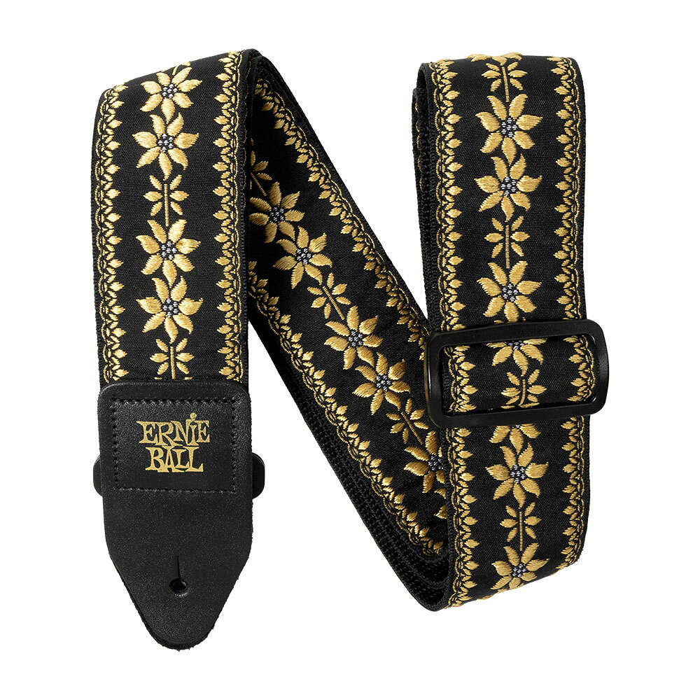 ERNIE BALL アーニーボール 5635 Flower Crown Jacquard Strap ギターストラップ PO5635ERNIEBALL ジャカードストラップシリーズ。耐久性と快適さを兼ね備えたポリプロピレン・ウェビングに、マシンステッチ仕上げのレザーエンドを採用。エクストラロングまで調整可能な設計で、あらゆる用途に対応します。【製品外寸】・長さ：約104cm〜183cm・幅：約5cm・質量：約130g