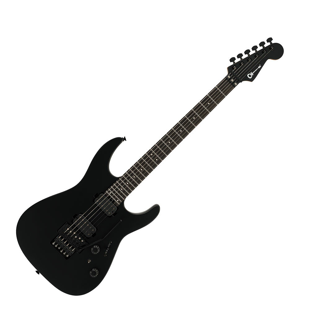 Charvel シャーベル Pro-Mod Plus Dinky DK24 HH FR EB Satin Black エレキギタープレミアムな仕様を数多く備えたPro-Mod Plus Dinky DK24 FRは、バスウッドボディを採用した洗練されたDinkyシェイプを特徴としています。シュレッドプレイヤー向けに設計されたスカルプテッドヒールと、ボディバック1弦側ホーン部のスキャロップ加工により、ハイポジションへのスムーズなアクセスを実現します。ボルトオン構造のキャラメライズドメイプルネックにはグラファイト補強ロッドを内蔵し、高い安定性を確保。ネック裏にはサテンナチュラルフィニッシュを施し、快適な演奏性を提供します。また、ヒール部に配置されたトラスロッド調整ホイールにより、演奏環境に応じたネック調整を素早く行うことができます。スピード感あふれる演奏のために設計された12〜16インチコンパウンドラジアス仕様のエボニー指板には、エッジを丁寧にロールオフ処理しフィット感を高めたロールドエッジ加工、24本のステンレススチール製ジャンボフレット、さらに暗いステージ環境でも高い視認性を確保するLuminlayサイドドットを採用しています。ピックアップは、ダイレクトマウントされたSeymour Duncan NazgulブリッジピックアップとSeymour Duncan SentientネックピックアップのHH構成を採用。Nazgulはタイトな低域と鋭く抜けの良い高域を備えた圧倒的な出力を実現し、Sentientは優れた弦分離感と豊かな倍音を伴う、滑らかで温かみのあるトーンを提供します。その他、5ウェイブレードスイッチ、2ポジションミニトグルスイッチ（下：シリーズワイヤリング／上：パラレルワイヤリング）、スピードノブ仕様のボリュームおよびNo-Loadトーンコントロール、ボディに落とし込まれたFloyd Rose ダブルロッキングトレモロ、Charvelブランドのダイキャストロッキングチューナーといった特徴を備えています。洗練されたスタイルと力強いサウンドを融合したPro-Mod Plus Dinky DK24 FR HHは、現代のプレイヤーに向けたプレミアムなパフォーマンスと先進的な機能を提供します。【スペック】・プロダクトネーム：Pro-Mod Plus Dinky DK24 HH FR EB, Ebony Fingerboard - Satin Black・モデル番号：2979801368・シリーズ：Pro-Mod Plus・オリエンテーション：Right-Hand・カラー：Satin Black・ヘッドストック：Licensed Fender Stratocaster・ネック：Caramelized Maple・ネックフィニッシュ：Natural Satin・ネック：Bolt-On with Graphite Reinforcement・フィンガーボードラジアス：12" to 16" Compound Radius (304.8 mm to 406.4 mm)・フィンガーボードの素材：Ebony・ポジションインレイ：4mm Pearloid Dot・サイドドット：・Number of Frets：24・トラスロッド：Dual-Action with Wheel・ナット：Floyd Rose 1500 Series Locking・ナット幅：1.6875" (42.86 mm)・ナットの素材：Floyd Rose 1500 Series Locking・フレットサイズ：Jumbo Stainless Steel・スケール：25.5" (648 mm)・ボディ：Basswood・ボディフィニッシュ：Satin・ボディシェイプ：Dinky・ボディ素材：Basswood・ブリッジ：Floyd Rose 1500 Series Double-Locking Tremolo・ピックアップカバー：Black・コントロールノブ：Speed Knob・ハードウェアフィニッシュ：Black・チューニングマシーン：Charvel-Branded Die-Cast・ストリング：Nickel Plated Steel (.009-.042 Gauges)・トレモロアーム：Floyd Rose 1500 Series Locking・ネックプレート：None - 4-Bolt Sculpted Heel・ブリッジピックアップ：Seymour Duncan Nazgûl・ネックピックアップ：Seymour Duncan Sentient・ピックアップコンフィギュレーション：HH・コントロール：Volume (with 500K Low Friction Potentiometer), No-Load Tone・スウィッチ：5-Position Blade: Position 1. Bridge Pickup, Position 2. Both Outer Coils, Position 3. Bridge and Neck Pickup, Position 4. Both Inside Coils, Position 5. Neck Pickup・Auxiliary Switching：2-Position Mini Toggle Down/All Series, Up/All Parallel・スタイル：2 Humbucking