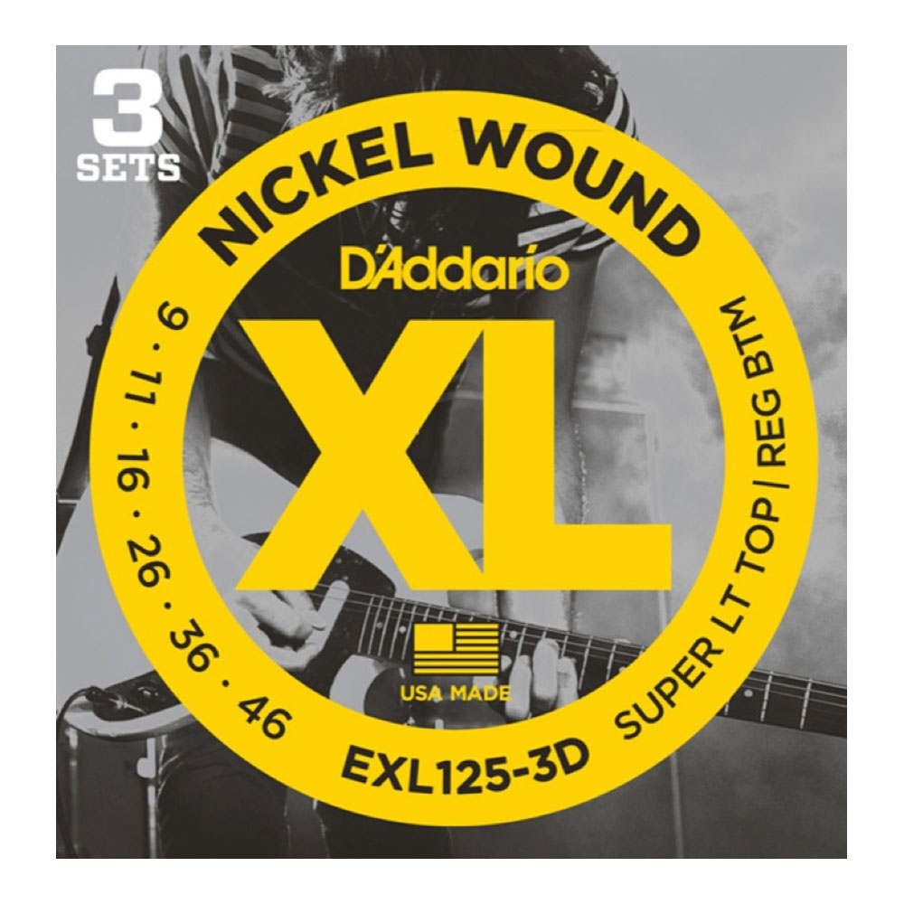 D'Addario　EXL125-3D　エレキギター弦/3セットパック