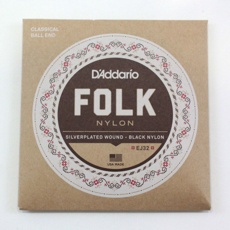 D'Addario FOLK NYLON EJ32 ボールエンド付きクラシックギター弦