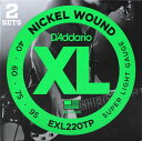 ※サンプル画像です。D'Addario（ダダリオ） EXL220TP/Super Light 2セットパック ベース弦 です。ダダリオの最もポピュラーなベース弦2セットが1つのパッケージに入ったツインパック。 弦の腐食による劣化を防止する特殊ポリマーの袋で1セットずつ密閉しておるので、いつでもフレッシュな弦が手元に置いておけます。2 Sets EXL Bass Super Light / Long Scaleゲージ：　XLB040 XLB060 XLB075 XLB095　