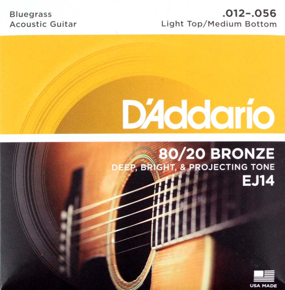 D'Addario（ダダリオ） EJ14 Bronze Bluegrass L.Top/M.Bottom アコースティックギター弦 です。明るく歯切れのよいサウンドによって、多くのプロミュージシャン達にステージやスタジオを問わず使用されています。Bluegrass L. Top/M. Bottomゲージ：　PL012 PL016 BW025 BW035 BW045 BW0561パッケージでの販売です。　