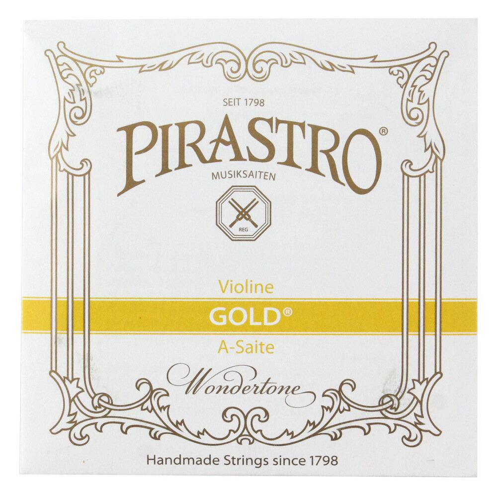 PIRASTRO Gold 215221 A線 ガット・アルミニウム巻き バイオリン弦ピラストロのゴールド弦です。柔らかめのテンションでソフトな音色が特徴のコストパフォーマンスに優れたガット弦として定評があります。4/4サイズのノーマルスケールサイズバイオリン用A線弦です。単品(1本のみ)販売です。A線:Aluminium on Gut4/4サイズ用