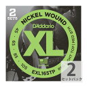 D'Addario EXL165TP Regular Light Top-Medium Bottom エレキベース弦 2セットパックXL Nickel Round Wound世界中のミュージシャンからの圧倒的な支持を誇る、言わずと知れたベース弦のスタンダード。 ブライトでかつ正確なイントネーションを生み出し、どんなベースとも相性抜群です。XL Nickel Twin PacksD'Addarioツインパック・シリーズは、2セット入りのパック弦です。それぞれのセット弦は個別に特殊ポリマーパックで密閉されており、長期間劣化する事はありません。EXL165TPRegular Light Top / Medium Bottom2 Sets / Long Scale1st：XLB0452nd：XLB065 3rd：XLB0854th：XLB105 ※2セットパックです。