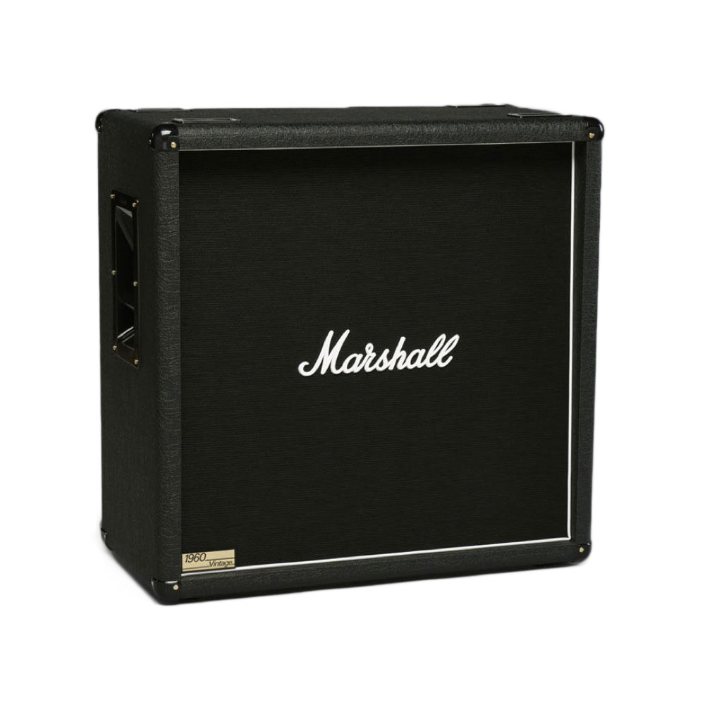 MARSHALL 1960BV スピーカー・キャビネットMarshallの定番キャビネット、MARSHALL 1960BV。ステレオ "ビンテージ30"キャビネット・Bタイプ1960AVと1960BVは、1960Aと1960Bに比べて厚みがあり、ウォームなサウンドで、輪郭がくっきりした中音域と、少し丸みがあり、きらめきがありながら明るすぎない高音域が特徴です。また、低音域もしっかりしていて、ぼやけることがありません。ビンテージの低音は、「音楽的」だとも言われています。1960BVは、アグレッシブなヘヴィメタルのプレイヤーに人気があります。SPECGeneralMODEL:1960BVWEIGHT (KG):41.4DIMENSIONS in mm(W x H x D):770 x 755 x 365ElectronicsWATTAGE:280WINPUTS:2SpeakersSIZE:4 x 12"OUTPUT POWER:70W EACHNAME:CELESTION G12 VINTAGEIMPEDANCE:16/4 Ohm MONO, 8 Ohm STEREO　