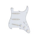 Dimarzio FG2108WA9 Pre-Wired Pickguards Injector setup WH ストラト用ピックアップセットポール ギルバート シグネイチャー ピックアップ｢Injector｣を搭載したソルダーレス プリワイアード ピックガード2モデルの登場 です。いずれもフロントに｢Injector Neck DP422｣、センターに｢Area’67 DP419｣、リアに｢Injector Bridge DP423｣を搭載し、ポール ギルバート仕様となっています。｢FG2108WA9｣はピックガードとピックアップ カバーがホワイト カラーです。ディマジオ プリワイアード ピックガードは、フェンダーU.S.A.のスタンダード ストラトキャスターのリプレイスメント用に組まれたピックアップ/コントロール配線済みのピックガード セットです。アウトプットへのハンダ付け作業が不要のソケット コネクターを使用することで、ネジ留めだけで装着が出来ます。ソケット コネクターに使用するためのディマジオ ロゴ入りマイナス ドライバーも付属します。面倒なピックアップ/コントロール/コンデンサー/スイッチなどの取付や配線をすることなく、簡単にマウントが出来ます。ホワイト3プライのピックガード、ピックアップ、スイッチ、ヴォリューム/トーン ポット、コンデンサー、ノブ類のすべてが高品質なディマジオ ハードウェアです。ハードウェア単体で買い揃えるよりもリーズナブルな上、面倒な配線作業もなく、スピーディな載せ換えが行なえます。お手持ちのストラトキャスターをグレードアップしたいとお考えの方にお勧めします。 ※Fender U.S.A.の標準(11ネジタイプ)のストラトキャスター ピックガードからの載せ替えが可能です。ネジ穴の位置が微妙に異なる場合はボディに加工が必要な場合もあります。 Injector Setup 「White」 搭載ピックアップInjector Neck DP422WH (フロント)、Area’67 DP419WH (センター)、Injector Bridge DP423WH (リア)　