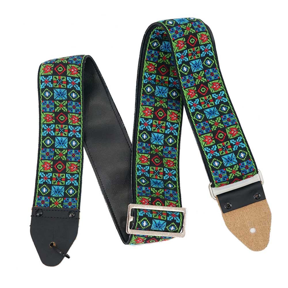 souldier Ace Replica straps Woodstock Green ギターストラップシカゴ製のAce Replica strapsは、70年代のAce strapのレプリカストラップです。Ace strapと言えば、70年代に数多くの伝説のプレイヤーが使用し、今でも愛用者が多い逸品です。これらレプリカモデルは、当時と同じヴィンテージの生地を表地に、裏地にも当時を模してビニールレザーを使用しています。勿論タブの形や色も当時の物を完全に再現しています。70年代当時と同じ風合いをこの機会に是非ご堪能下さい。