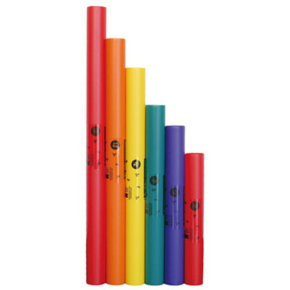 Boomwhackers BWPW ドレミパイプ ペンタトニックセット正確に調律されたカラフルなチューブ・パーカッション『ドレミパイプ/Boomwhackers』です。ドレミパイプはそれぞれの長さによって正確にドレミの音に調律されており、手に持って床や机、ひざなどを叩くだけで音が出せる楽しい楽器です。ポリエチレン製で非常に軽量な上、誤って踏んだりしても割れにくいので、小さなお子様（対象年齢3歳以上）からお年寄りまで幅広く楽しんでいただけます。また、知育玩具としても世界的に高い評価を頂いております。BWPW　ペンタトニックセットド・レ・ミ・ソ・ラ・ドの6音セットです。メロディを弾くよりもリズム遊びに使いたいという方におすすめのセットです。どの組み合わせで音を出しても和音になるペンタトニック音階になっています。　