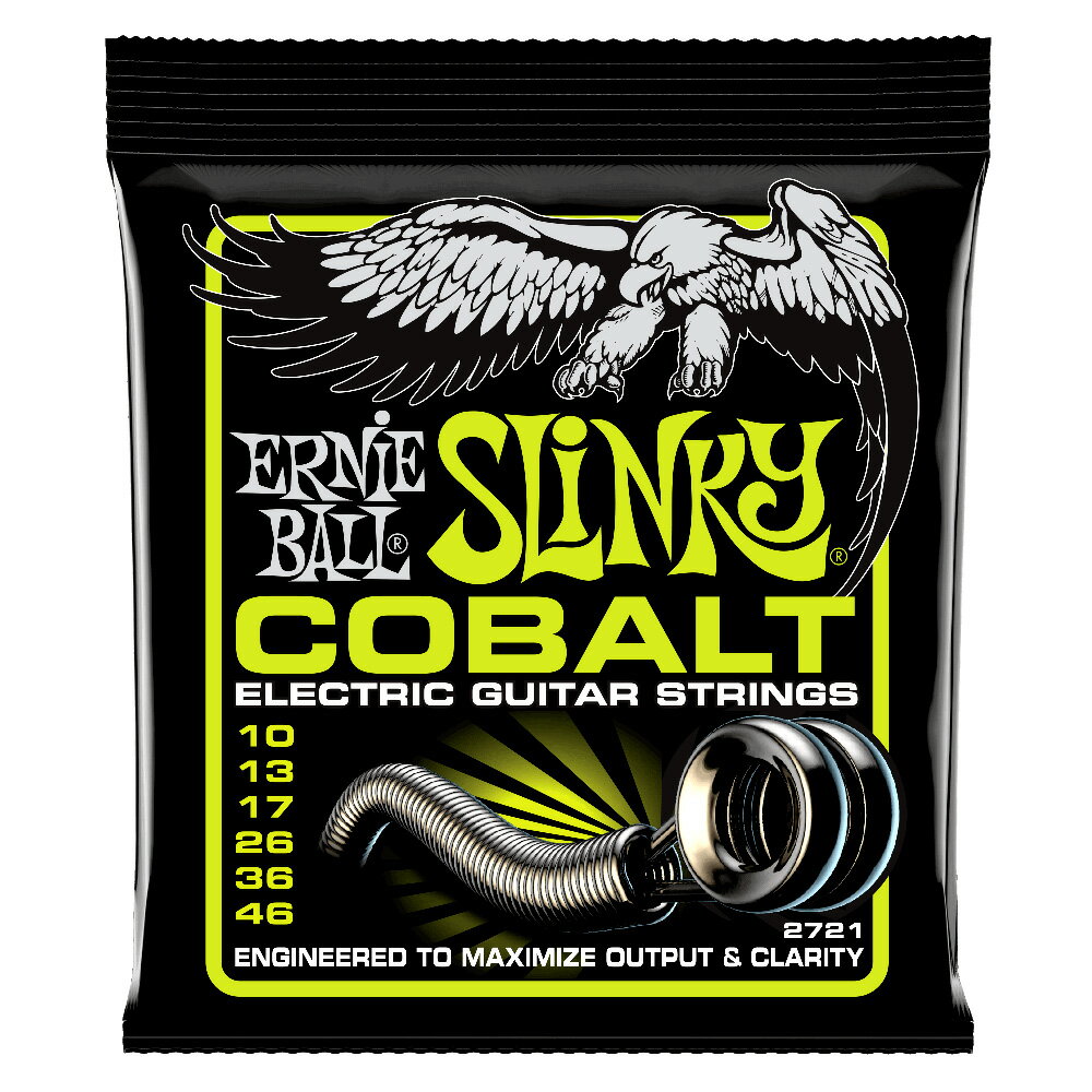 ERNIE BALL 2721 Cobalt Regular Slinky エレキギター弦世界で初めてアーニーボールが完成させたコバルト・ストリングスは、従来のニッケル合金よりも高い磁性体を特徴にした弦です。この特徴により、ピックアップとより強力な相互作用を実現することで、力強いクリアなサウンドを提供します。※コバルト・ストリングスは特許申請中です。※コバルト技術は、ワウンド弦に採用しています。■鉄とコバルトをアーニーボールが独自の技術で調合し開発。■世界で唯一の最高のマグネティック合金。■高い磁性体を獲得させることで、ピックアップとより強力な相互作用を実現。■パワフルでありながらクリアなトーンを実現。■滑らかなフィーリングとタッチ。■強力なコバルト・ワウンド弦は、結果ロングライフを達成。ゲージ.010-.013-.017-.026-.036-.046　