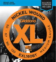 D'Addario（ダダリオ）EXL160BT Medium 50-120 エレキベース弦数学的に算出された最適ゲージの組み合わせにより、優れたコントロール性と快適な演奏性を実現したものです。従来のXLニッケルワウンド弦のトーンに加え、チョーキング、カッティング、フィンガリング、スラップといった様々な奏法時もバランスよく、同等の感触でダイナミックなコントロールが可能です。・ニッケルプレートスチール製のラウンドワウンド弦で、際立ったブライトなトーン。・環境に優しく、耐食性に優れたパッケージで、いつでも開けたて、新鮮な状態で使用可能。・アメリカ製で高品質、高性能。・ゲージ : ニッケル巻弦　050　067　090　120　