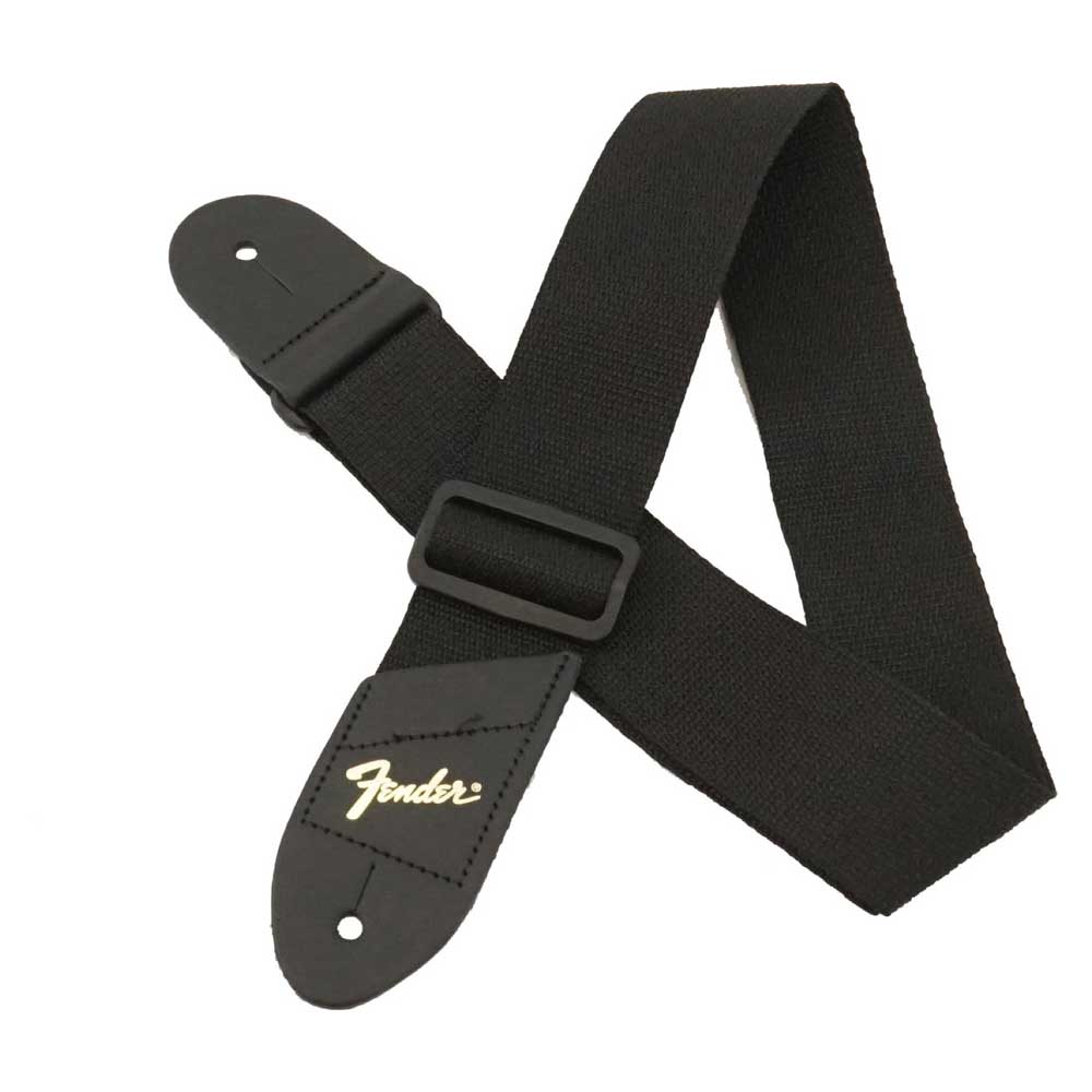 FENDER Economy Strap GOLD 2 Black Polyester Logo Straps ギターストラップ