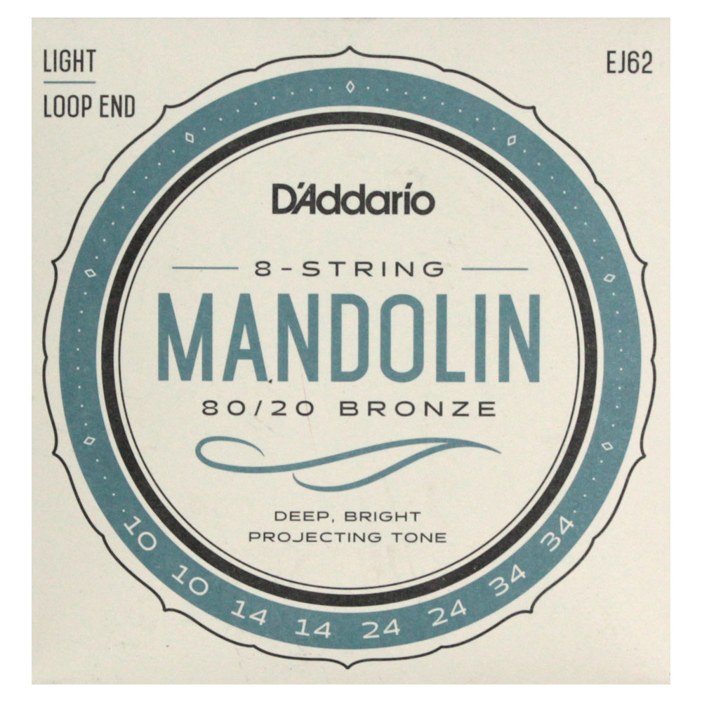 D'Addario EJ62 Mandolin マンドリン弦D'Addarioマンドリン・ファミリー・ストリングスは、David Grisman、Mike Marshall、Ricky Skaggs、Ronnie McCoury、Doyle Lawson等、世界のトップ・マンドリン・ プレイヤー達に愛用されています。80/20 Bronze Mandolin Strings, Light, 10-34.010 / .010.014 / .014.024 / .024.034 / .0341セットでの販売です。　