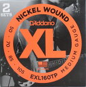 D'Addario EXL160TP×5PACK エレキベース弦D'Addarioツインパック・シリーズは、2セット入りのパック弦です。それぞれのセット弦は個別に特殊ポリマーパックで密閉されており、長期間劣化する事はありません。XL Nickel Twin Packs/2 Sets Long1st:XLB0502nd:XLB0703rd:XLB0854th:XLB1055パックでの販売（計10セット入り）での販売となります。　