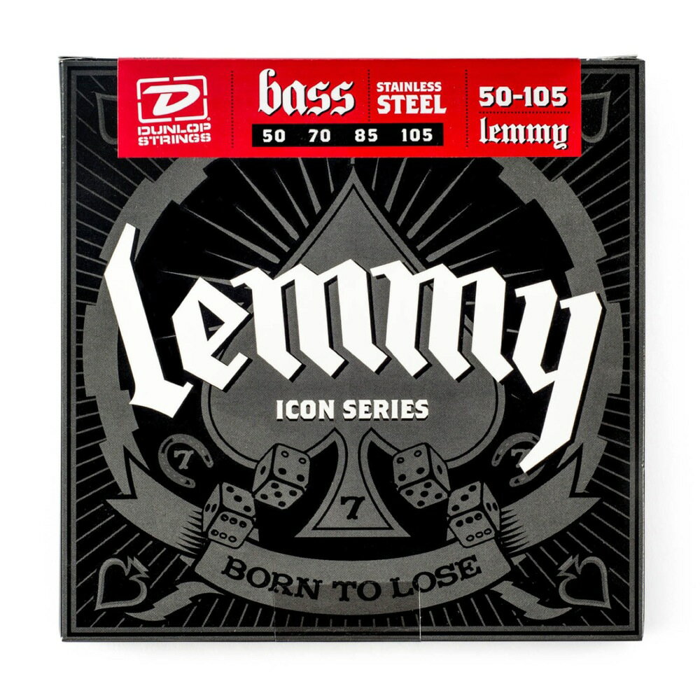 JIM DUNLOP LKS50105 Lemmy Kilmister 50-105×2SET べース弦MotorheadのLemmy Kilmisterとコラボレーショによるカスタムゲージのステンレススティール弦。パンチとクランチに富むパワフルなミッドレンジが特徴です。Lemmy Custom Guage　50 70 85 105 LKS501052セットでの販売です。