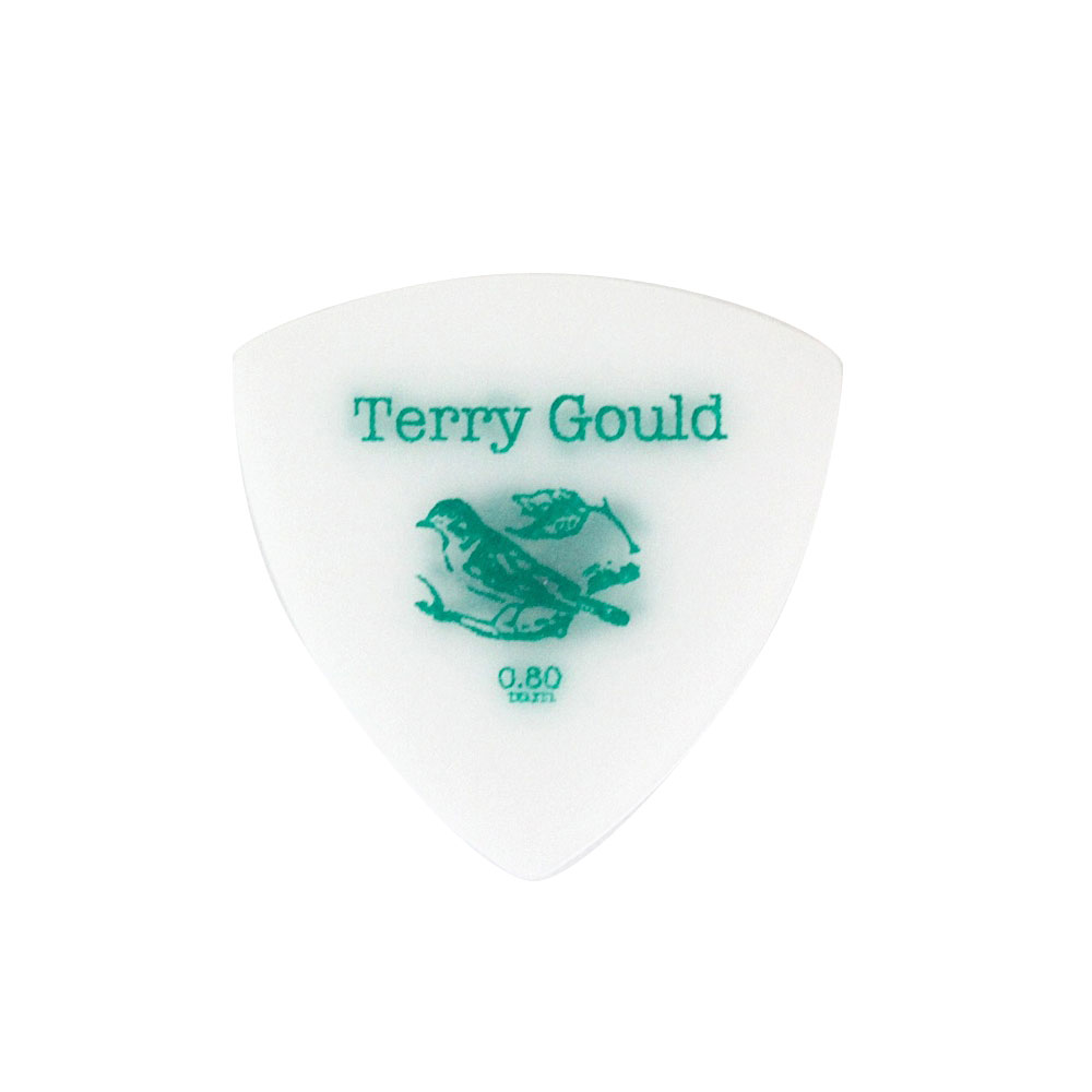 PICKBOY GP-TG-RS/08 Terry Gould Sand Grip 0.80mm ギターピック×10枚ロックの本場イギリスで生まれたギターアクセサリーブランド「Terry Gould / テリーゴールド」のギターピック。透き通るような、透明感のあるサウンドが特徴的なポリアセタール製ピック。表面がサラっとしていて、長時間のプレイで汗をかいても滑りにくく、クリアな音色が得られます。アコースティック、エレキ共にお勧め出来るピックです。両面に砂の滑り止め（サンドグリップ）が施されたデザインで、クリアな音色はそのままに、更に滑りにくくなりました・材質：ポリアセタール・厚み：0.80mm・形状：トライアングル（おにぎり型）・カラー：ホワイト（白）・サンドグリップ※10枚セットでの販売です。　