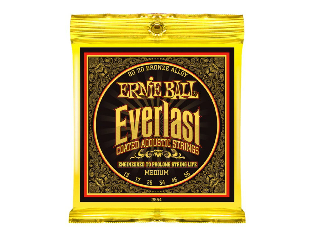 アーニーボール ERNIE BALL 2554 Everlast Coated 80/20 BRONZE ALLOY MEDIUM アコースティックギター弦×6SET