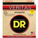 DR VERITAS VTA-13 MEDIUM アコースティックギター弦×6セットVERITASはDR独自の技術Accurate Core Technology (ACT)でコア材を極限まで研磨し、独自配合のフォスファーブロンズをハンドワウンドした今までにない新しいアコースティック弦です。コア表面を均一にすることでよりタイトにワウンドすることが可能になり、汚れや汗の侵入を阻止。また、より自然な振動を実現。これによりアンコーティングながら長寿命で、タッチレスポンスがよく、ダイナミックなサウンドから、繊細なプレイニュアンスまで表現でき、分離のよいサウンドを実現。変速チューニングでも驚くほどピッチが安定する弦に仕上がりました。ゲージ：13-17-26-34-45-56【Accurate Core Technology（ACT）とは...】DRが独自に開発した技術で、ワウンド前のコア材を極限まで研磨し、表面の不均一性を取り除き、より正確な状態のコアにすることで、より自然な振動を促すと共に、DRの高いハンドワウンド技術によって、よりタイトにコアに対してワウンド材を巻きつけることが可能になりました。これにより、弦のゲージはそのままに、弦の密度（重量）を上げることが可能となり、通常のチューニングはもちろん、ドロップダウン等の変速チューニングの際の高い安定性を実現しました。この度、特許申請が完了したため、公表となった技術ですが、既にラインナップ済のDDTシリーズにも同じ技術が採用されています。※6セットでの販売です。