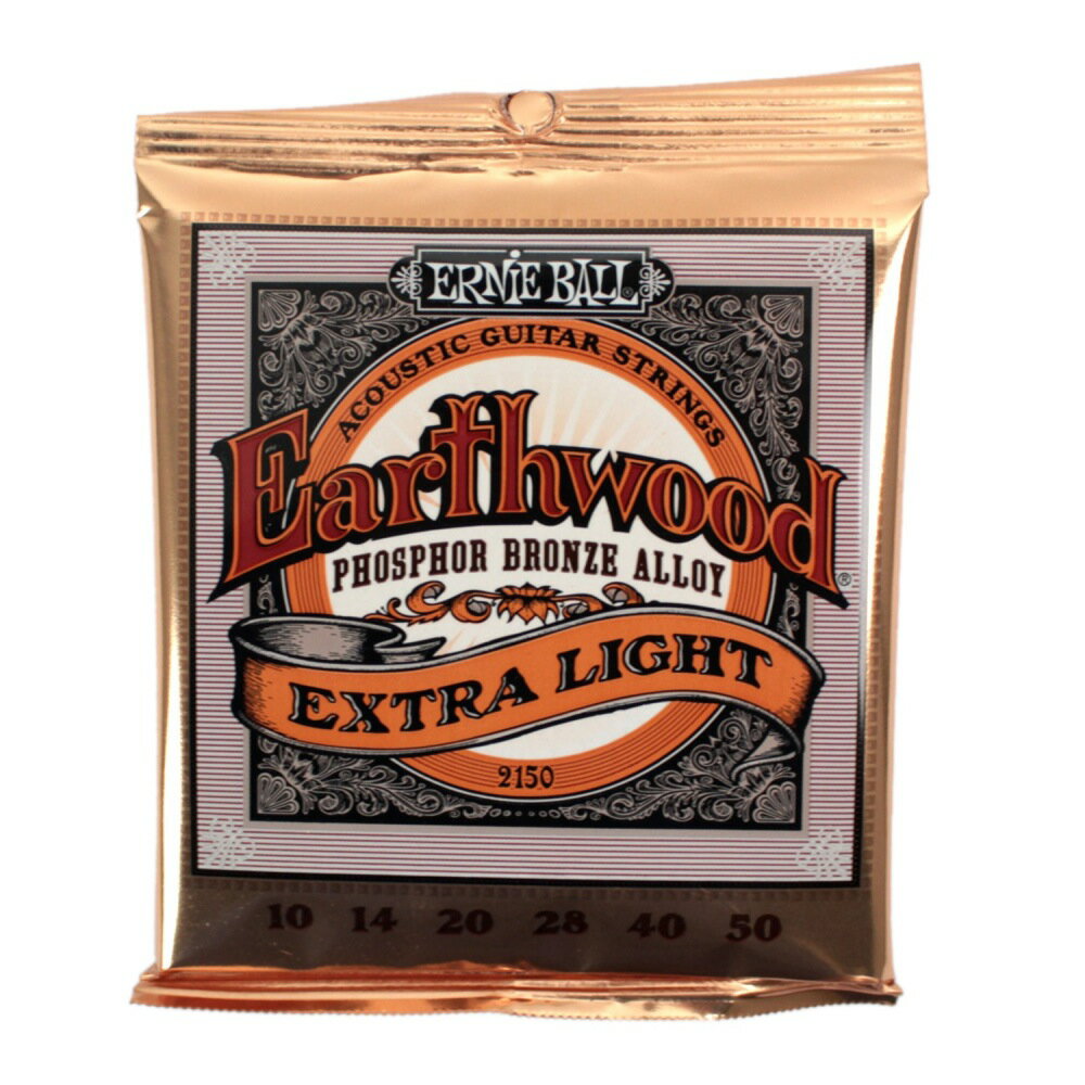 ERNIE BALL 2150/EXTRA SLINKY アコースティックギター弦×6セット。アーニーボール 2150/EXTRA SLINKY アコースティックギター弦 です。フォスファー・ブロンズならではのリッチな響きと歯切れの良い鮮明なサウンドを両立させた弦です。ゲージ：10、14、20W、28、40、50※6セットでの販売です。