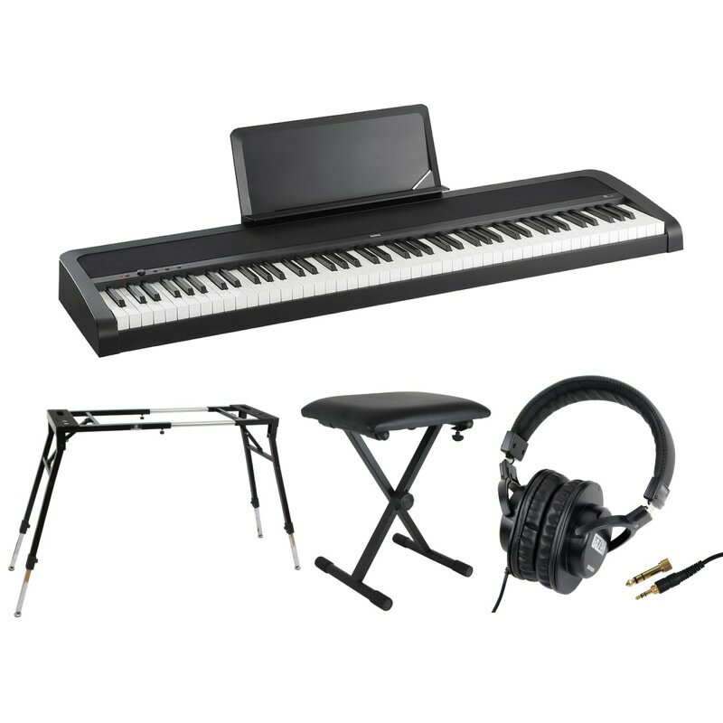 KORG B1 BK 電子ピアノ Dicon Audio KS-060 4本脚型 キーボードスタンド キーボードベンチ ヘッドホン 4点セット