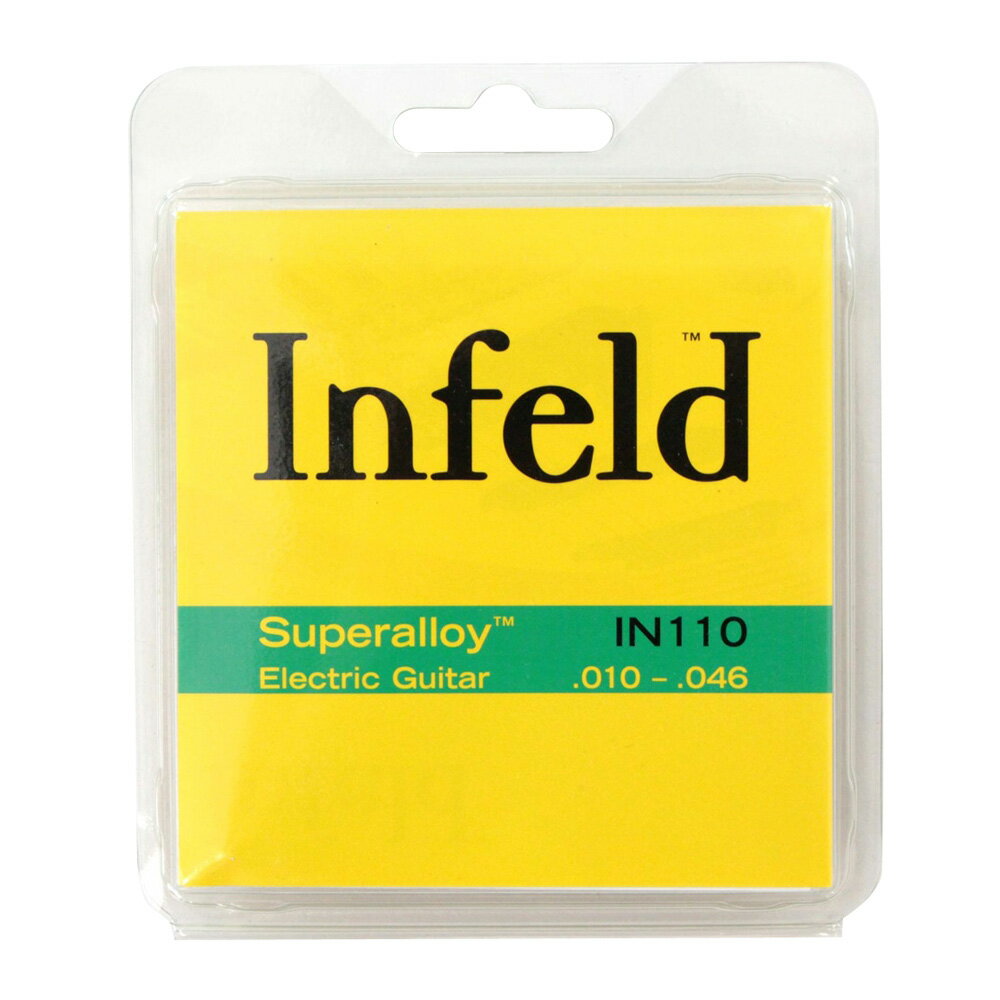 Thomastik-Infeld IN110 Superalloy 10-46 エレキギター弦×6セット。INFELD（インフェルト）弦は、Superalloy（スーパーアロイ）巻線を施し、カッティングの効いた音色と並の弦よりパワーが際立って大きなサウンドを提供します。ハイゲインであることで、シグナル/ノイズレベル比を改善してくれます。このInfeld弦は、イフェクトを多用するプレーヤーに長いサスティンを可能とし、ドロップオフの難問に解決を与えてくれます。IN1101st E Plain Steel .0102nd B Plain Steel .013 3rd G Plain Steel .017 4th D Superalloy Round Wound .026 5th A Superalloy Round Wound .036 6th E Superalloy Round Wound .046 ※6セットでの販売です。