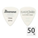 IBANEZ EL14HD12 1.2mm エラストマー ギターピック×50枚。ピックの素材に由来するピッキング時のノイズはその素材によって様々で、時に良い”味”となることもあれば、時には単に雑音として耳障りと思うことも有るでしょう。もちろんピックには弦と指とを媒介するという”プレイヤーとギターとの懸け橋”としての重要な役目があり、弾き心地、タッチ、求める音色やニュアンスへの影響度合などの理想は人それぞれで様々です。なるべくノイズを減らし、音の角を丸め、しっとりとした音を求めるためのピック。温かみのあるトーンで弾く、どちらかというとアコースティックなフレーズにぴったりのピック。それをコンセプトに開発したこのエラストマー・ピックは、発売以来数多くのミュージシャンからたくさんの御支持を頂いています。エラストマー・ピックのパイオニアとして私たちIbanezは、さらにラインナップの充実を進めていきます。■ポリエステル・エラストマー(by 東レ・デュポン)を素材として使用した、新感覚ピック・高強度と高耐久性、良反発弾性素材のため、擦り減りにくく、弦のはじきやすさは抜群です。・高消音性により、弦との接触時(=ピッキング時)のノイズを従来のピックとは比較にならないほど低減します。・高耐衝撃性により、弦タッチ/あたりが丸く、なめらかでしっとりとした弾き心地を実現します。■素材の硬さはSOFT(ソフト):STとHARD(ハード):HDの2種類・どちらも弾性を感じられる硬さですが、SOFTはより柔軟で、特にメロウなフレーズに最適です。形状：新定番ティアドロップ形状(既存ティアドロップ形状よりも先端を丸く成型し、よりマイルドなアタリを求めた新定番形状)HARD素材厚さ：1.2mm※50枚セットでの販売です。