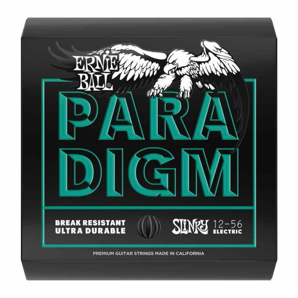 ERNIE BALL 2026 Paradigm Not Even Slinky 12-56 エレキギター弦×6セット。最新テクノロジーを採用し、次世代の耐久性を実現したパラダイム・スリンキーが登場!パラダイム・スリンキーは従来のスリンキー・シリーズのトーンと手触りをそのままに、最新テクノロジーを駆使し、錆びに強く耐久性の向上を実現したエレクトリック・ギター弦です。プレーン弦は最先端の加工技術を用いファイン・グレイン(きめ細かい粒子)による高い引張強度を持ったハイ・カーボン・スティール素材にスズ・メッキを施しています。また、ブラス・ワイアーによるRPS(レインフォースド・プレーン・ストリングス)テクノロジーを採用し、ボールエンド付近の強度を増しています。このため、引張強度は伝統的な弦の35%、金属疲労耐性が70%も向上しています。ワウンド弦の芯線は、プレーン弦と同様に最先端の加工技術を用い、高い引張強度を持ったハイ・カーボン・スティール素材にブラス・メッキを採用した六角芯線にプラズマ処理を施しています。加えてスティール素材にニッケル・メッキを施した巻き線もプラズマ処理を施し、芯線に巻き付けた後にエヴァーラスト・ナノ・トリートメント処理をすることで、非常に高い耐久性とともに耐腐食性を実現しています。■最先端の加工技術を用い、引張強度が強化されたプレーン弦とワウンド弦の芯線。■プレーン弦のボールエンド付近には、ブラス・ワイアーをタイトに巻きつけたRPS技術を採用。■ワウンド弦の芯線と巻き線のそれぞれにプラズマ処理を施し、優れた耐腐食性と耐久性を実現。■ワウンド弦は汗や脂に強いエヴァーラスト・ナノ・トリートメントを施し、弦の劣化、防錆び効果を実現。■既存のスリンキー・エレクトリック弦と変わらない、シルキーなトーンと手触りを継承。2026/Paradigm Not Even Slinky(パラダイム ノット イーブン スリンキー)ゲージ：.012 .016 .024p .032 .044 .056※6セットでの販売です。