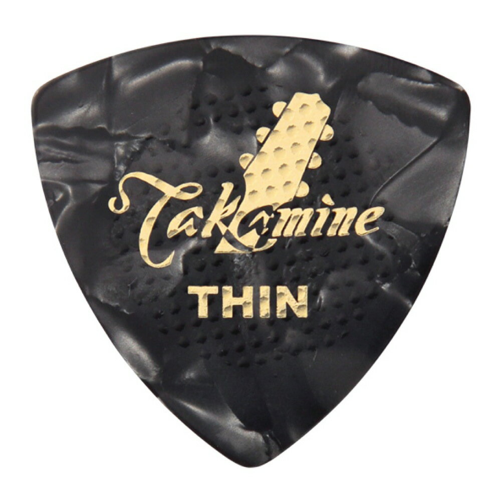 TAKAMINE P1B THIN 0.5mm セルロイド トライアングルピック×10枚。反発性に富む、最も標準的なピック素材。ソフトな感触の凸型ラバー・グリップ加工により、適度な滑り止め効果も得られます。素材：セルロイド形状：トライアングル（おにぎり型）カラー：ブラック・パール厚み；THIN 0.5mm※10枚セットでの販売です。