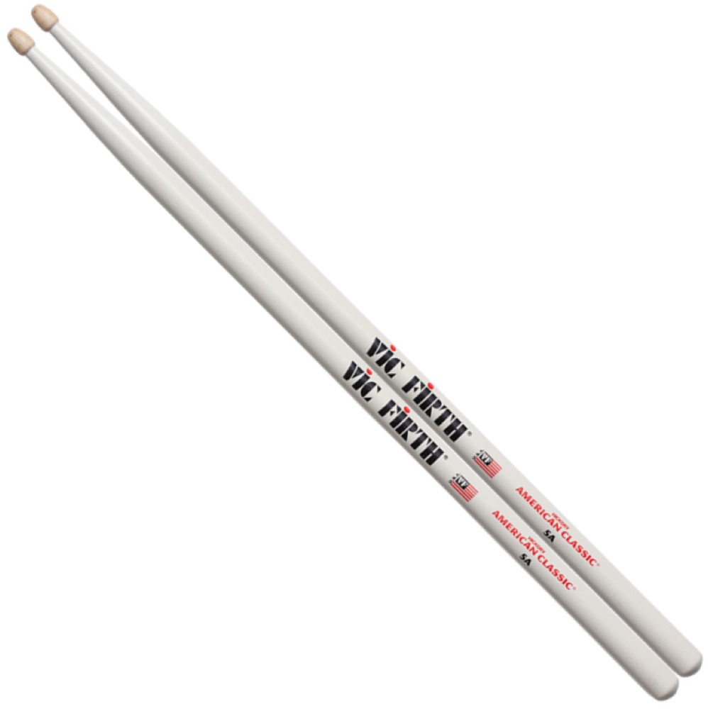 VIC FIRTH VIC-5AW ドラムスティック×6セット。VIC FIRTH VIC-5AW ドラムスティックAMERICAN CLASSIC ( Hickory )アメリカン・クラシック(ヒッコリー)シリーズWhite Finishサイズ：14.4×407mm材質：ヒッコリー※6セットでの販売です。