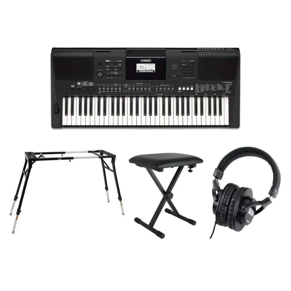 YAMAHA PSR-E463 PORTATONE 61鍵盤 電子キーボード キーボードスタンド キーボードベンチ ヘッドホン 4点セット [鍵盤 Fset]