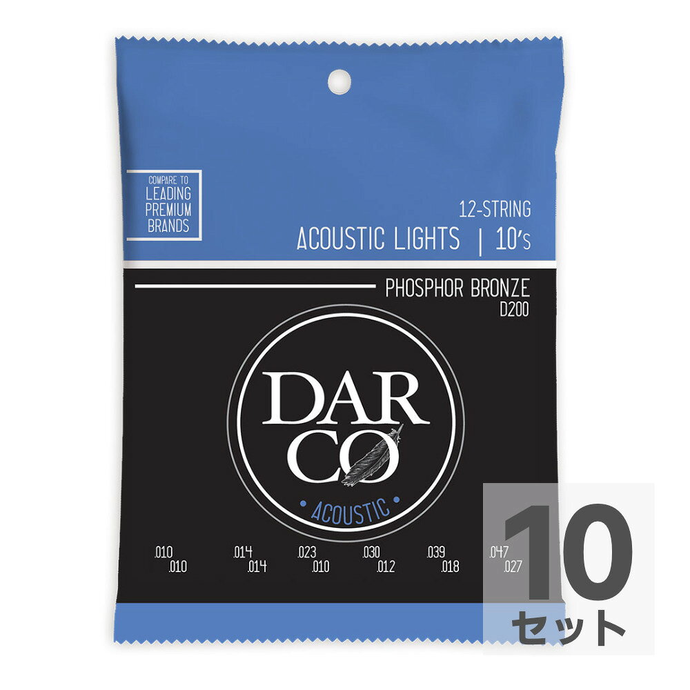 Darco D200 Acoustic Phospher Bronze Light 12弦用アコースティックギター弦×10セット。Darco D200 Acoustic Phospher Bronze Light 12弦用アコースティックギター弦Darco Acoustic12-String Light12弦用ライトゲージ： 010(010) 014(014) 023(010) 030(012) 039(018) 047(027)※（）内は複弦※10セットでの販売です。