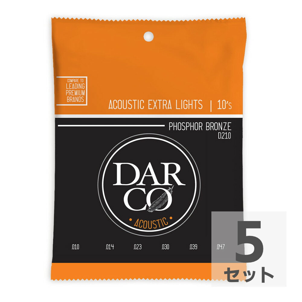 Darco D210 Acoustic Phospher Bronze Extra Light アコースティックギター弦×5セット。Darco D210 Acoustic Phospher Bronze Extra Light アコースティックギター弦Darco AcousticExtra Lightエクストラライトゲージ：010 014 023 030 039 047※5セットでの販売です。