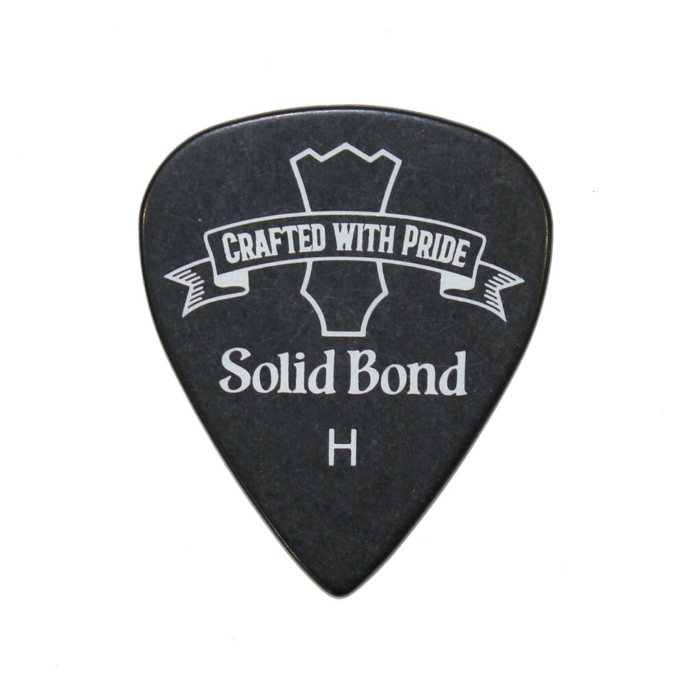 Solid Bond PD2-BKH 横山健 ティアドロップ ギターピック×20枚。Solid Bond PD2-BKH 横山健 ティアドロップ ギターピック「プライドを持ってブランドを構築していく」という意味の"Crafted with Pride”の文字と Solid Bond のロゴがデザインされたピックです。素材はポリアセタールで、硬さ(厚さ)はHeavy (1.0mm)です。Shape:TeardropMaterial:PolyacetalColor & Thickness:Black – Heavy(1.0mm)日本製※20枚セットでの販売です。