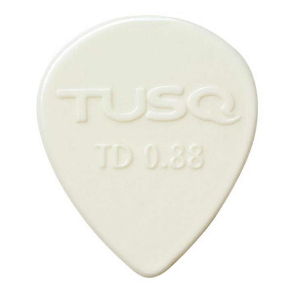 GRAPH TECH 0.88mm PQP-0588-W36 TUSQ PICK ホワイト ブライトトーン ギターピック×36枚。GRAPH TECH 0.88mm PQP-0588-W36 TUSQ PICK ホワイト ブライトトーン ギターピック※入荷時期によって、色味や印字が掲載画像と異なる場合がございます。あらかじめご了承ください。ギターパーツ等でおなじみのTUSQを素材としたピック。TUSQの持つ骨や合成素材では得られない、さらに象牙にも勝るとも劣らないクリアーでリッチなサウンドとサスティーンを活かしたピックです。ホワイト、アイボリー、グレーの3種類の仕上げがあり、それぞれのトーンを持たせています。また、各仕上げにスタンダード、トライアングル、ティアドロップの3種類の形状があります。ブライトトーン形状：ティアドロップ材質：TUSQ厚さ：0.88mmカラー：ホワイト※36枚セットでの販売です。