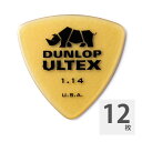 JIM DUNLOP ULTEX TRIANGLE 426 1.14mm ギターピック×12枚。JIM DUNLOP ULTEX TRIANGLE 426 1.14mm ピック思った通りに弾ける。それがピックに求められるものです。それを提供するのがULTEXです。BLUESに、ROCKに、JAZZに、そしてアコースティックに、それぞれのニュアンス、力強さとスムースさ、そしてクリアーさ、完璧なエッジがそれを引き出します。■Ultex Picks/アルテックスピック・明瞭なスナップ感・使い抜ける耐久性・完璧なエッジ形状・広いダイナミックレンジシェイプ：トライアングル厚さ：1.14mm※12枚セットでの販売です。