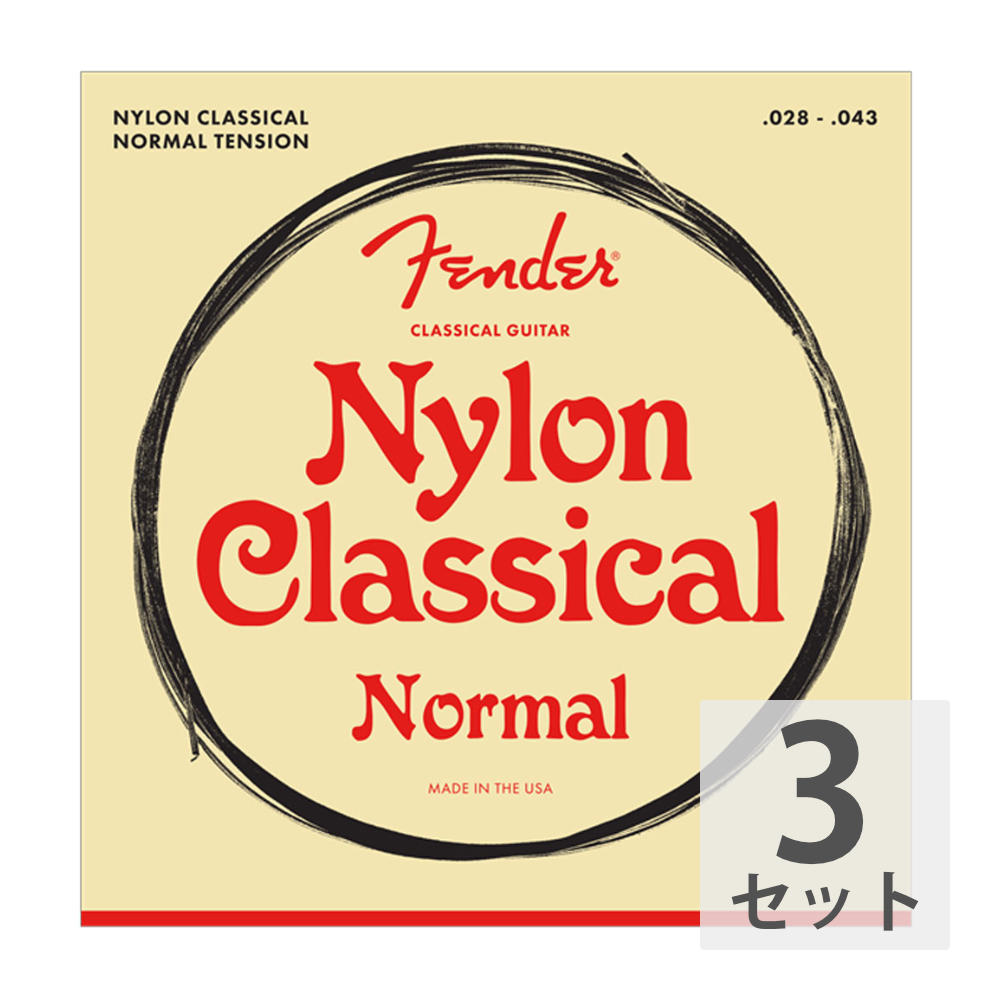 フェンダー Fender Nylon Acoustic Strings 100 Clear/Silver Tie End Gauges 028-043 クラシックギター弦×3セット