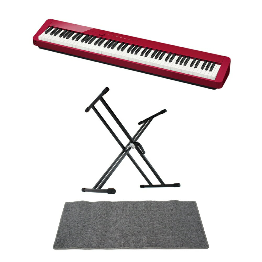 CASIO Privia PX-S1000 RED 電子ピアノ キーボードスタンド ピアノマット(グレイ)付きセット