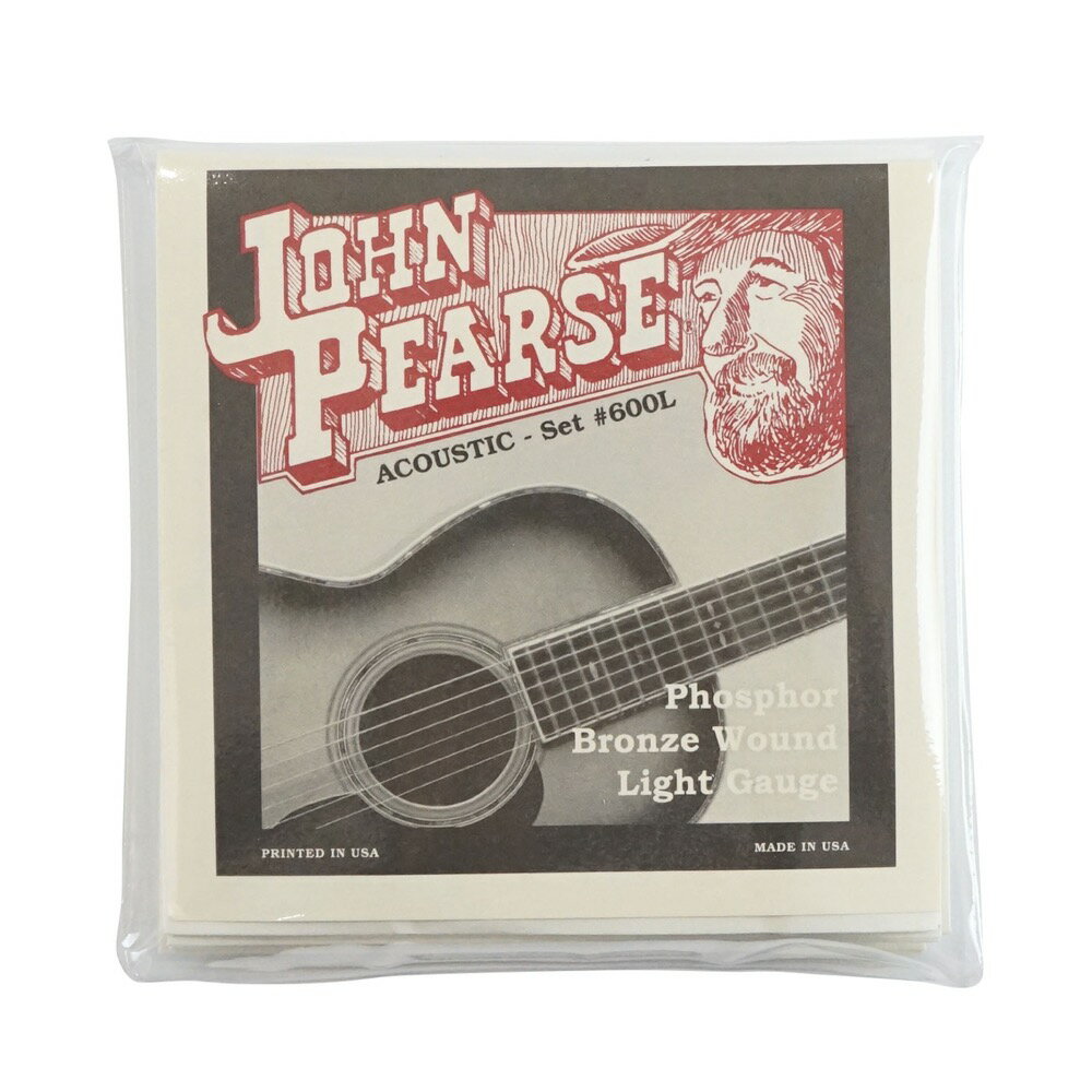 John Pearse 600L アコースティックギター弦 12-53×3セット。＜600L ライト＞1弦：.0122弦：.0163弦：.024W4弦：.032W5弦：.042W6弦：.053W※3セットでの販売です。