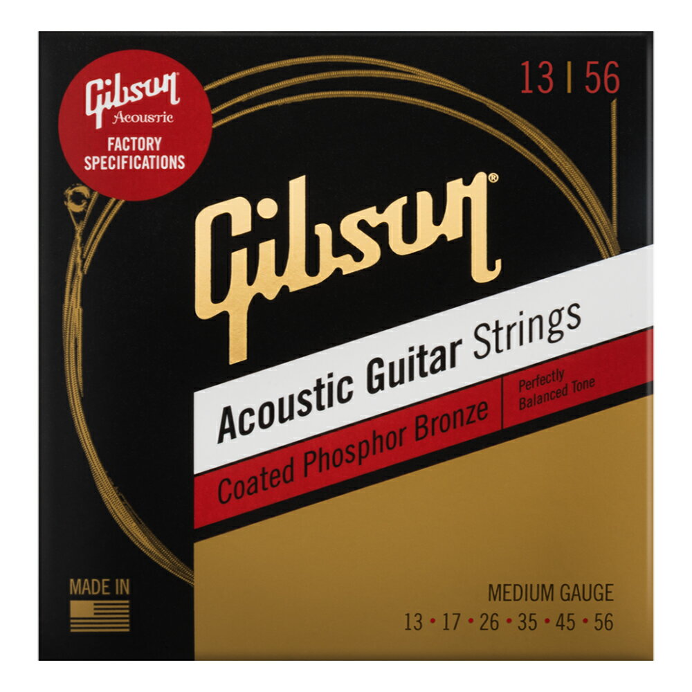 GIBSON SAG-CPB13 Coated Phosphor Bronze Medium アコースティックギター弦×3セット。GIBSON SAG-CPB13 Coated Phosphor Bronze Medium アコースティックギター弦マスタービルダーによって開発されたこの弦は、世界中のファンやアーティストに愛されており、ボーズマン、MT工場で製造されたすべてのアコースティックギターに初期装備されています。高周波の明瞭さと長寿命を実現したアコースティックギターに最適な弦です。主な特徴・長寿命を実現する薄いコーティング・超ソフトな弾きごこち・Gibson マスタービルダーによって開発、テスト済みゲージ：.013 .017 .026 .035 .045 .056※3セットでの販売です。